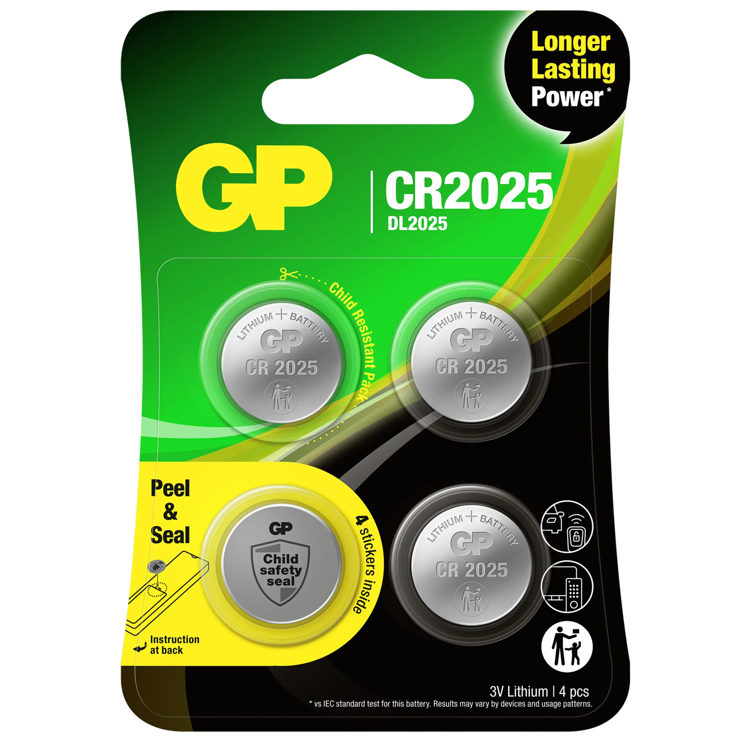 Batteri Lithium Knappcell CR2025 4-p>GP Batteries New