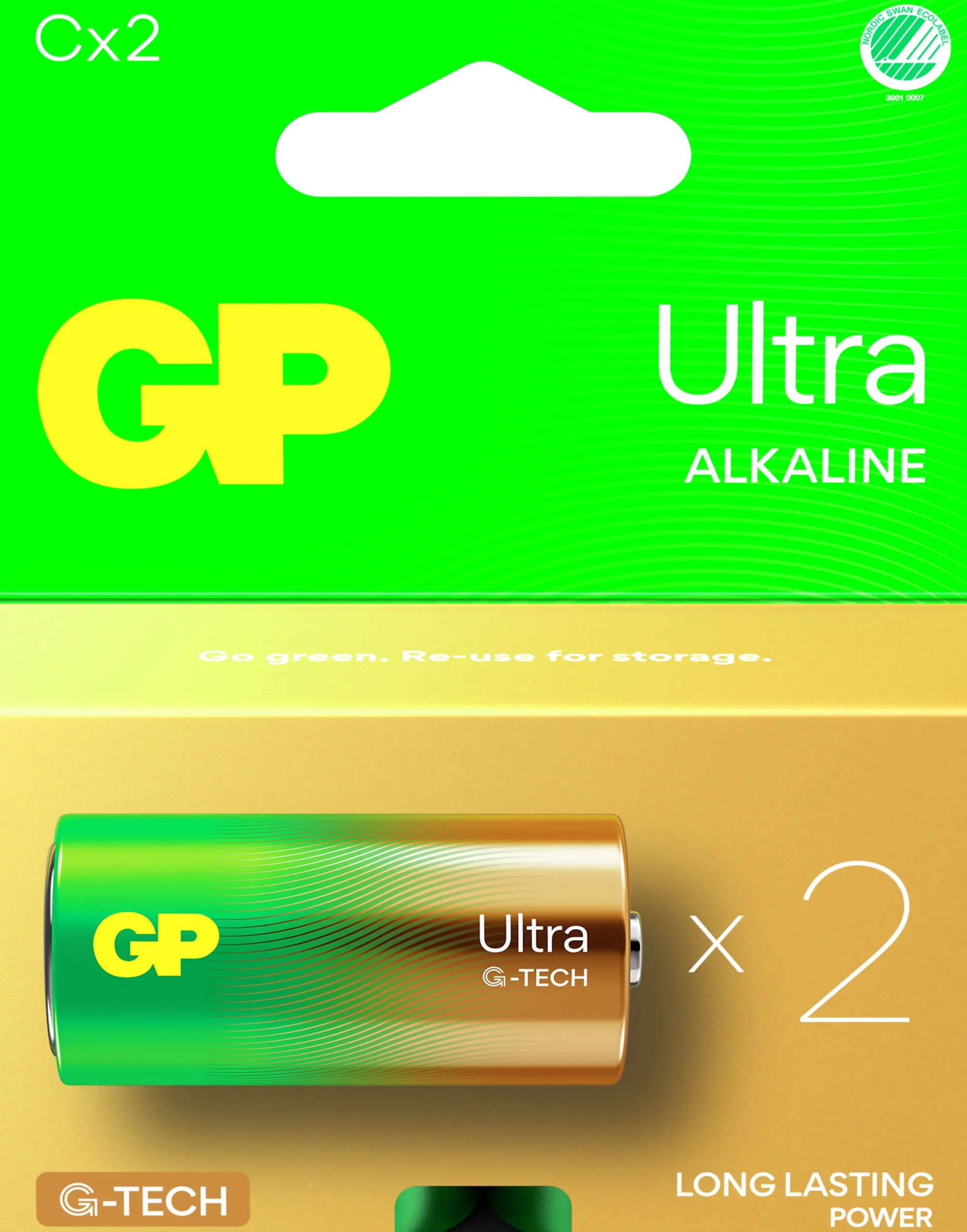 Batteri Ultra Alkaline C/LR14 2-p>GP Batteries