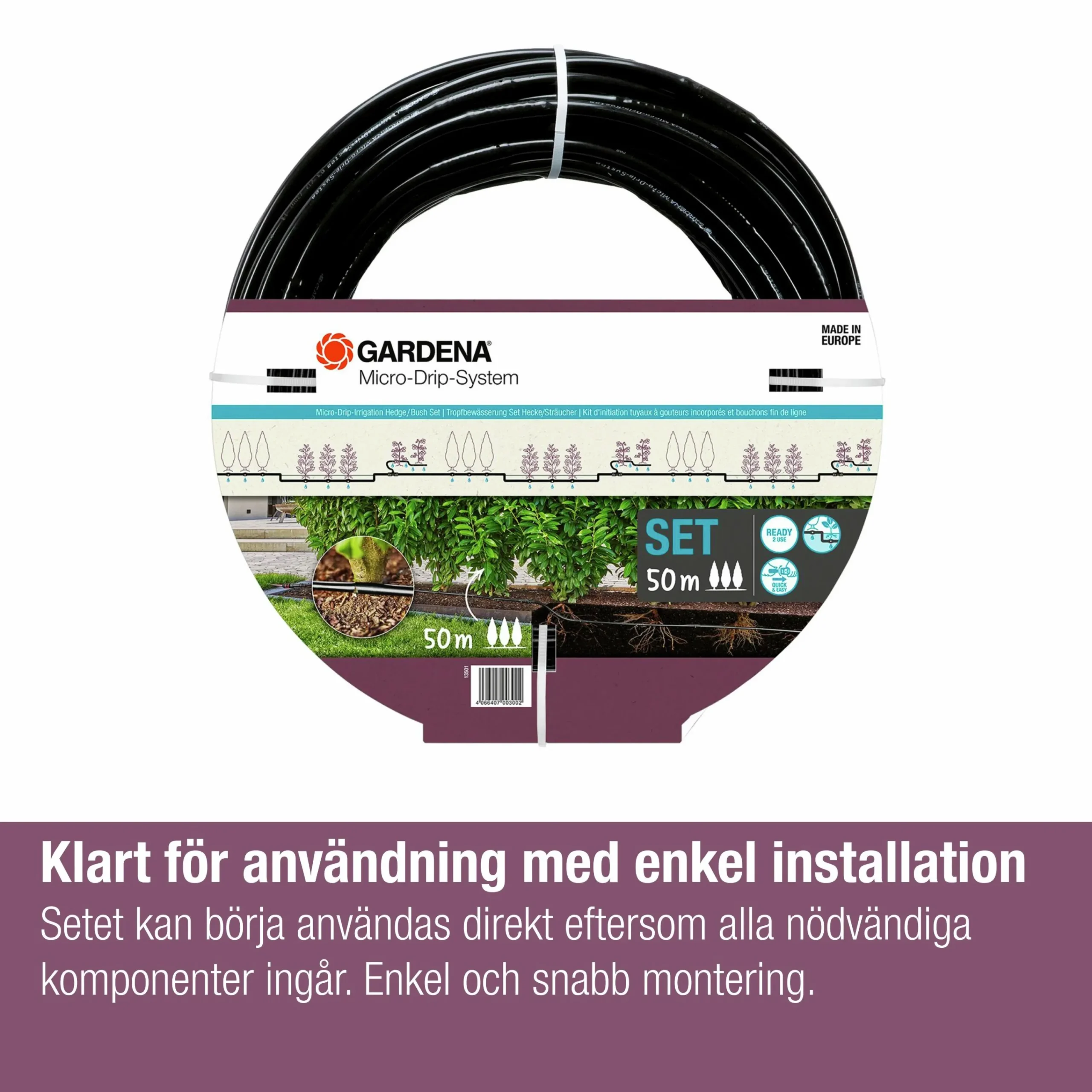 Droppslang MicroDrip Startset Häckar/Buskar 50m>Gardena Online