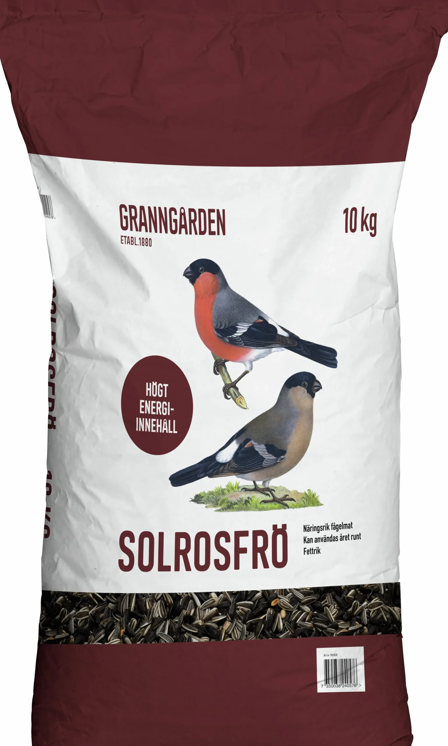 Fågelmat Solrosfrö Strimmiga+Svarta 10kg>Granngården