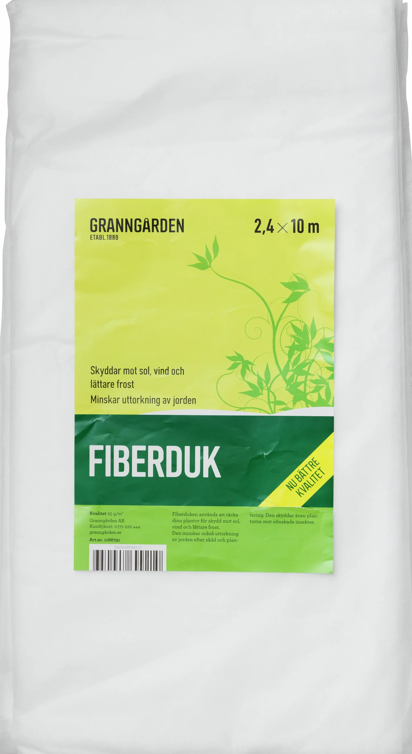 Fiberduk 25g Vit 2,4x10m>Granngården Hot