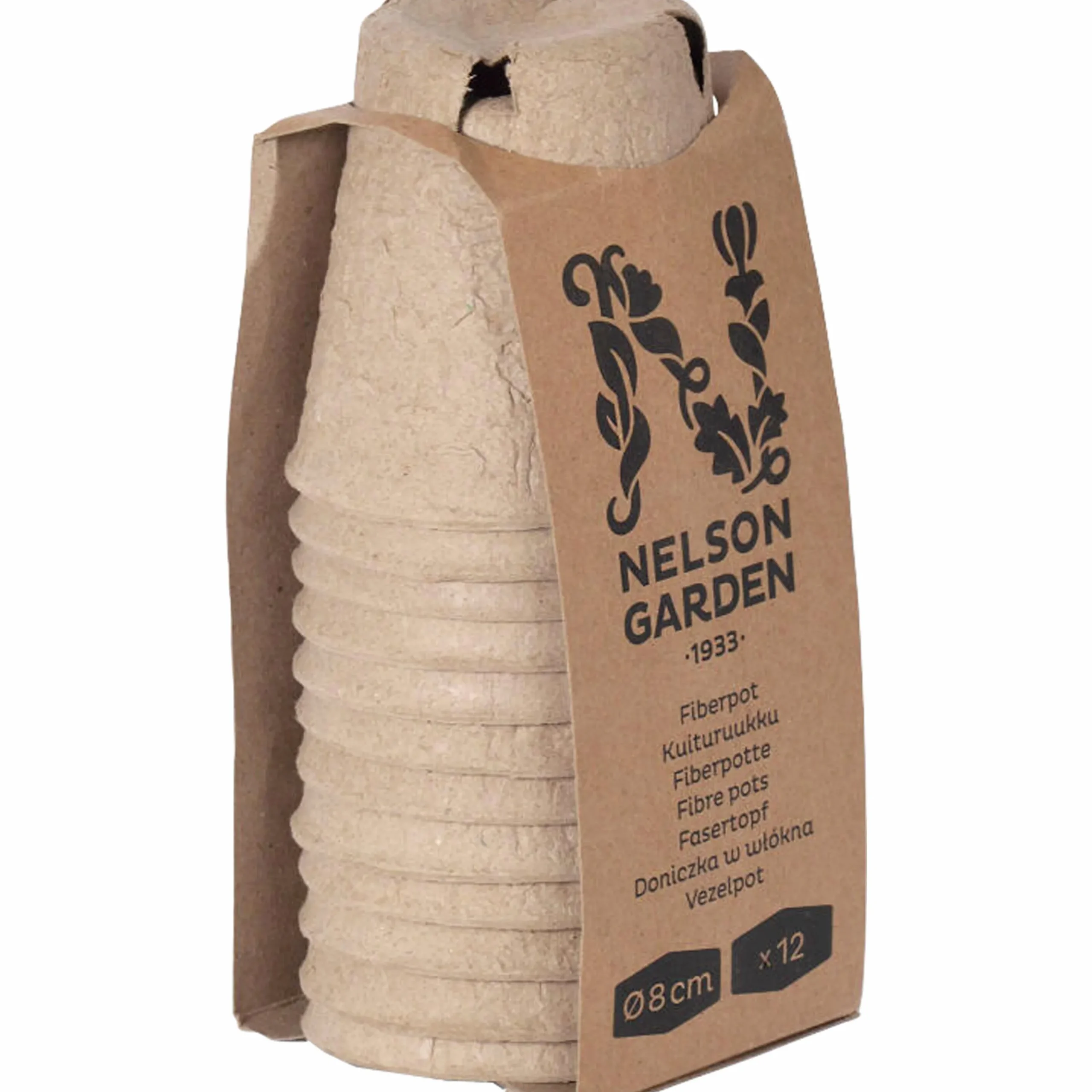 Fiberkruka papp Ø8cm 12-p>Nelson Garden Hot