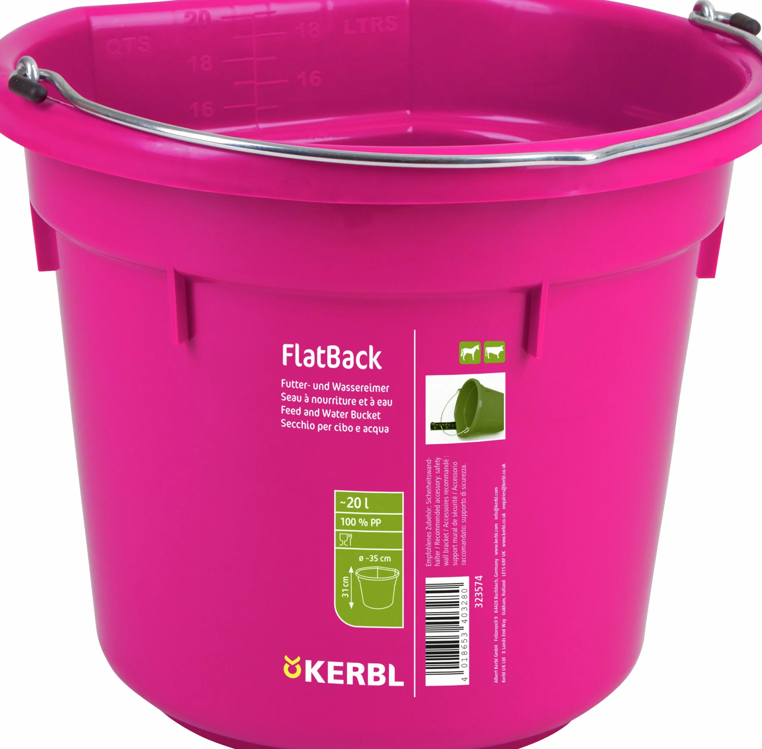 FlatBack foder- och vattenhink rosé 20L>Kerbl New