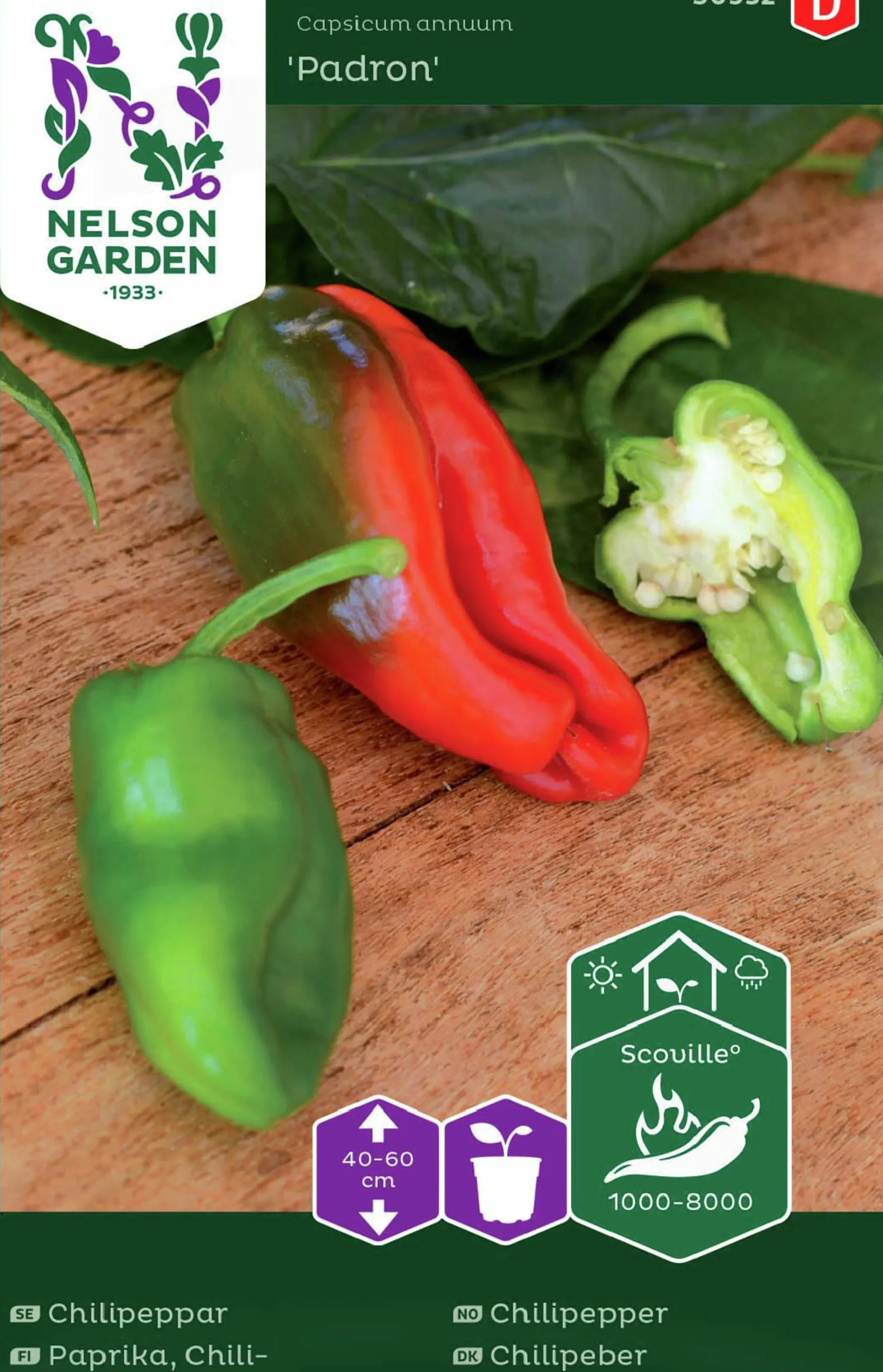 Fröer Chilipeppar Padron>Nelson Garden Sale