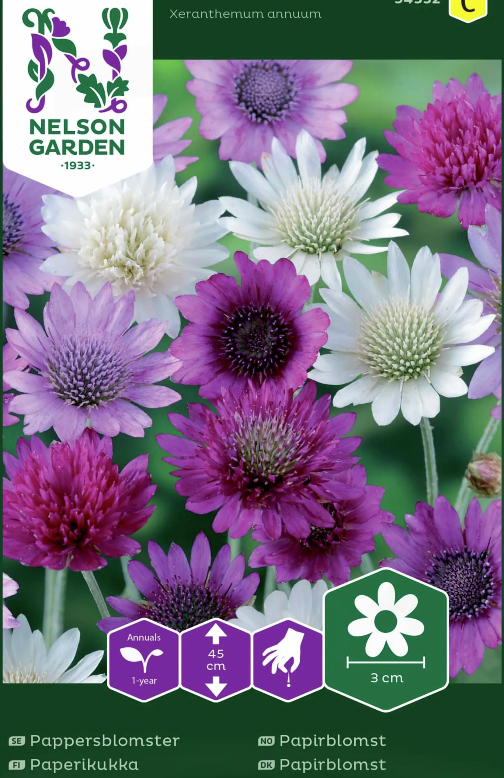 Fröer Pappersblomster Blandade Färger>Nelson Garden New