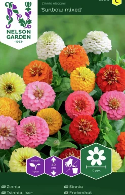 Fröer Zinnia Sunbow Blandade färger>Nelson Garden Outlet