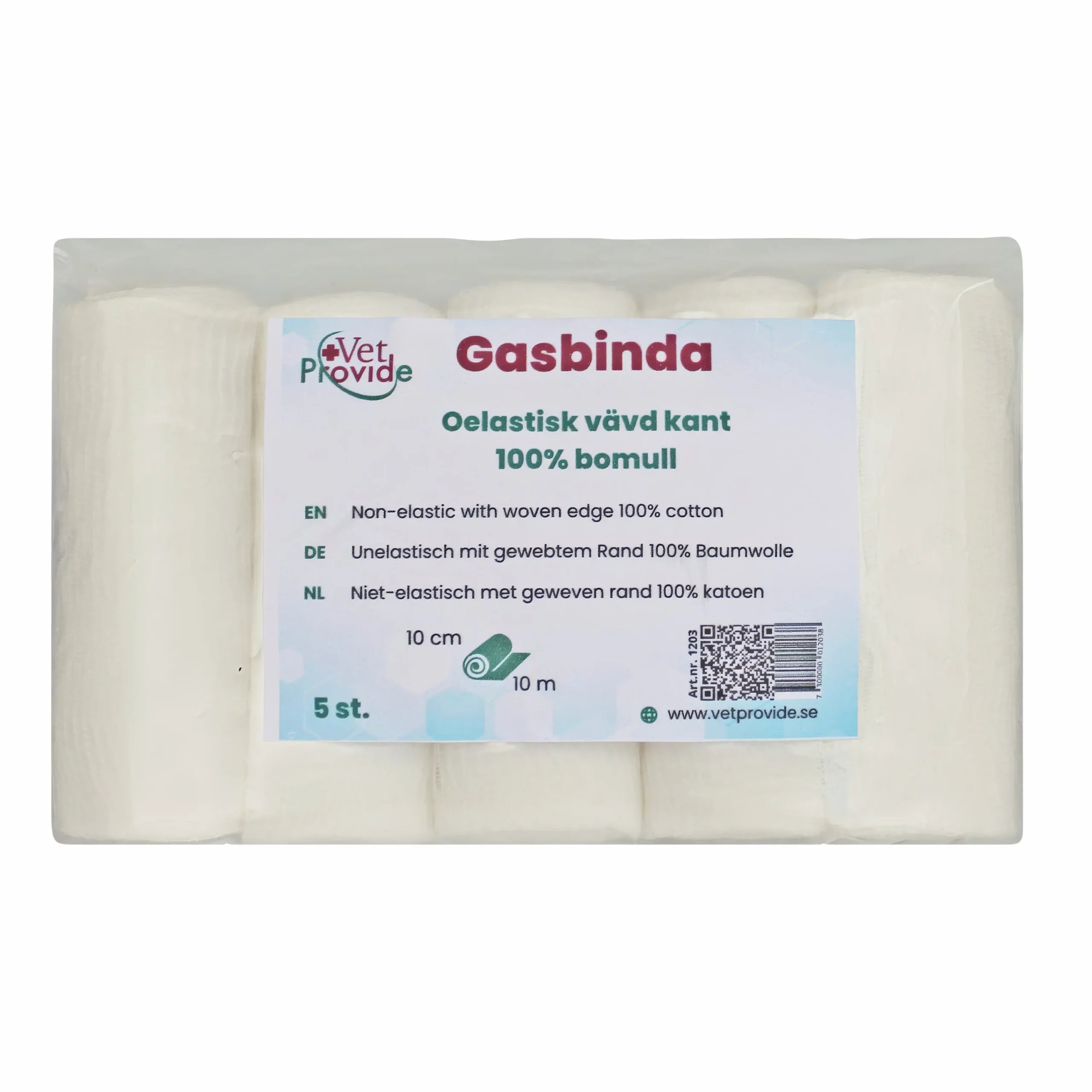 Gasbinda Oelastisk 10cmx10m Vit 5-p>VetProvide New
