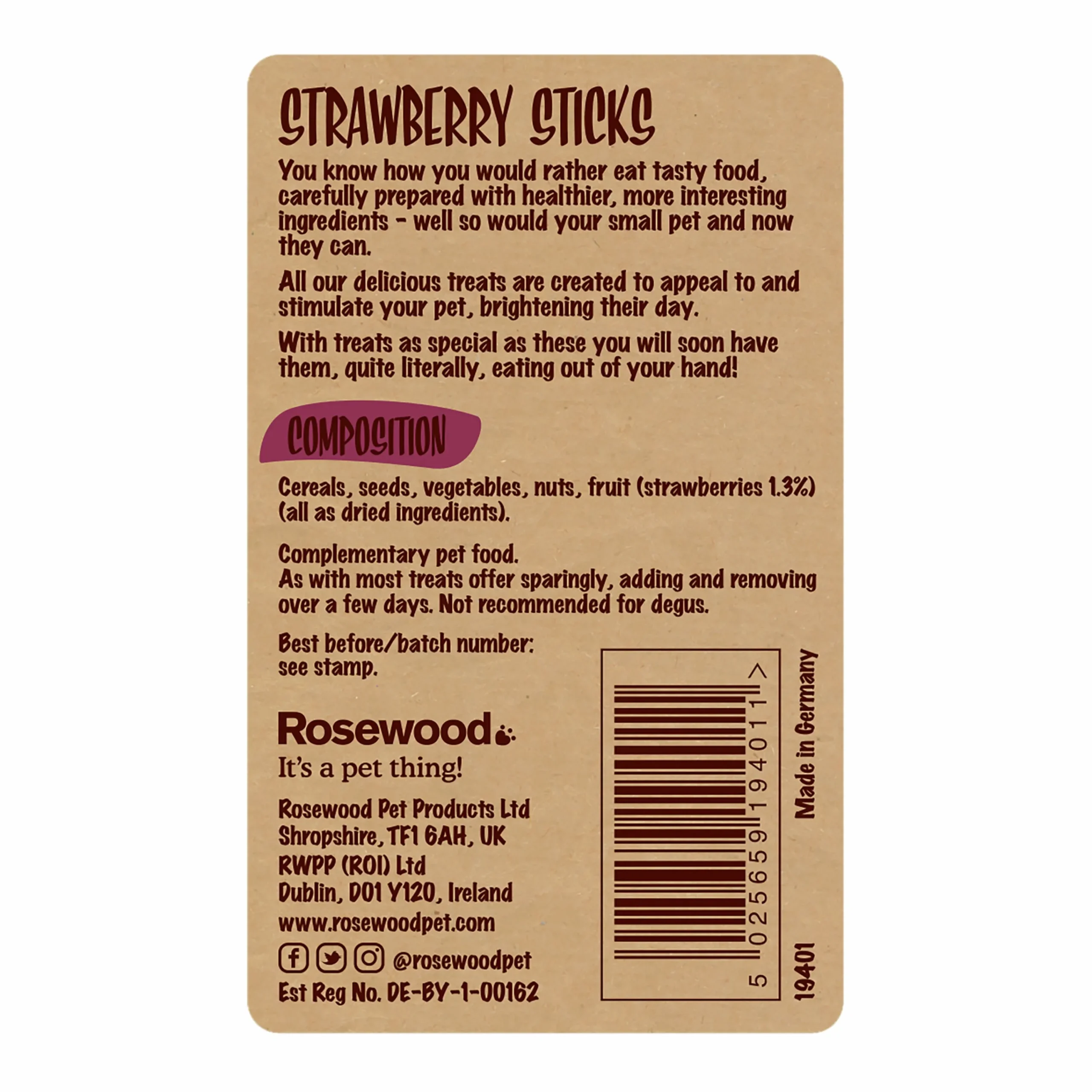Gnagargodis Sticks Strawberry 140g>Rosewood Best