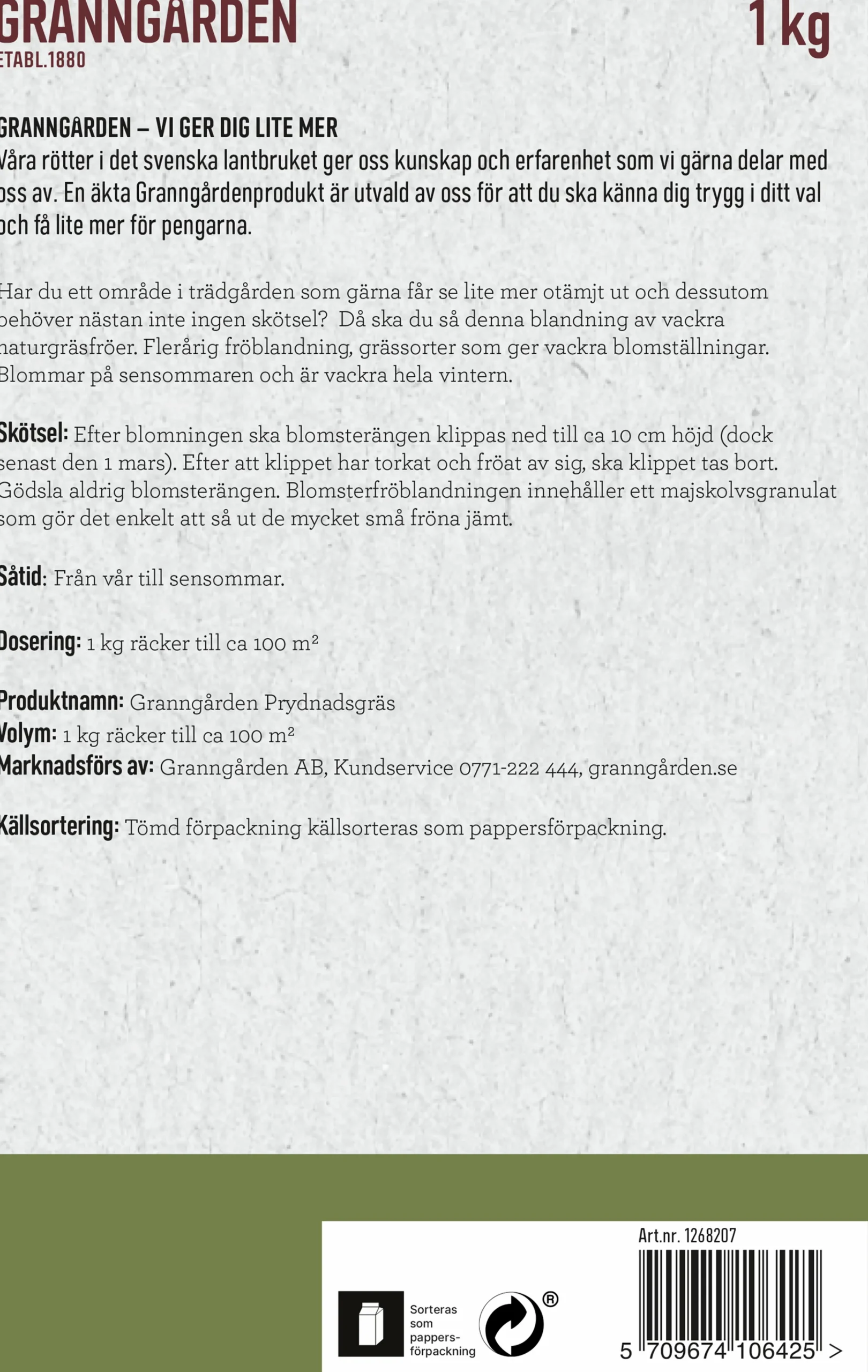 Gräsfrö Prydnadsgräs 1kg>Granngården Sale