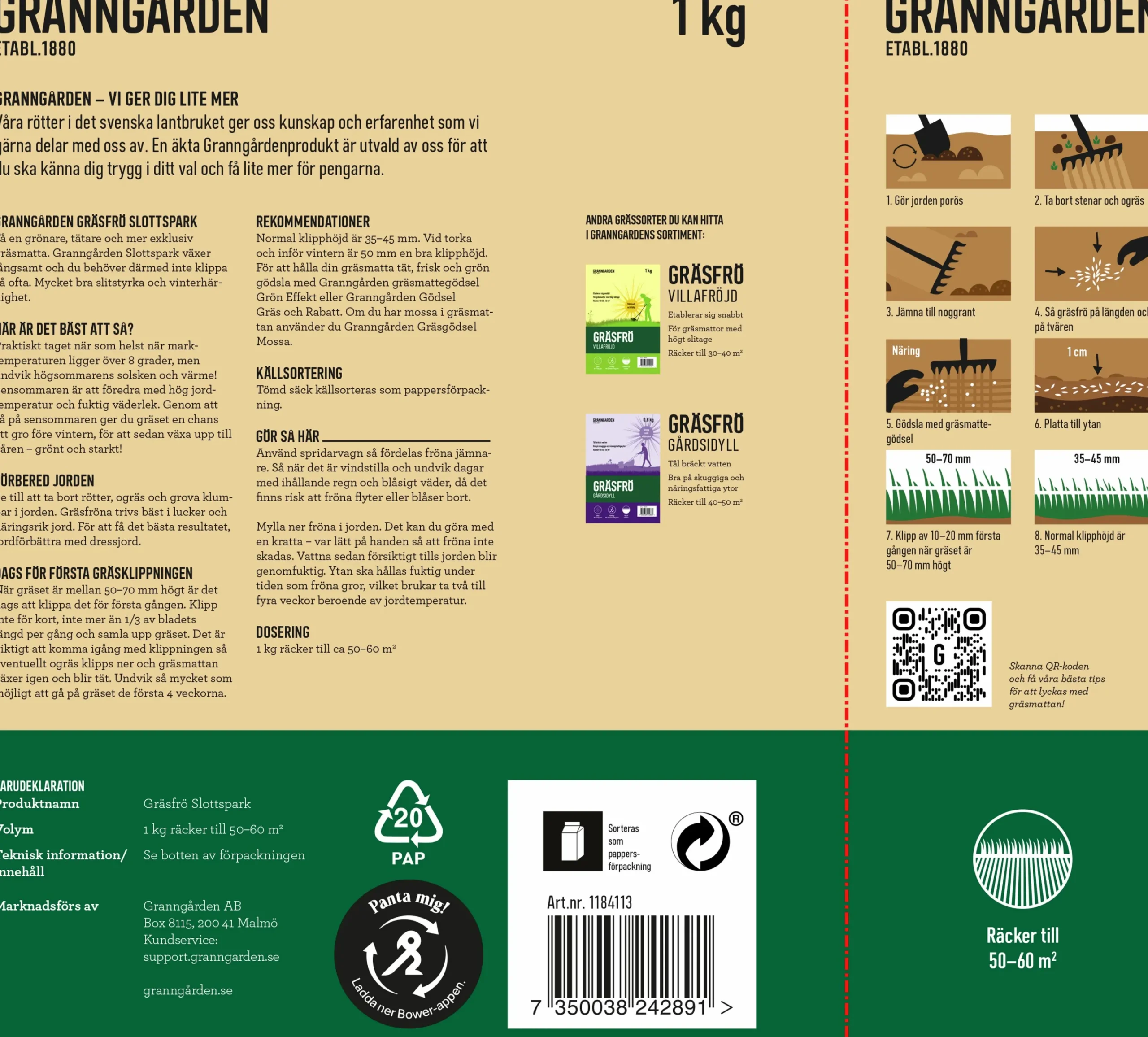 Gräsfrö Slottspark 1kg>Granngården