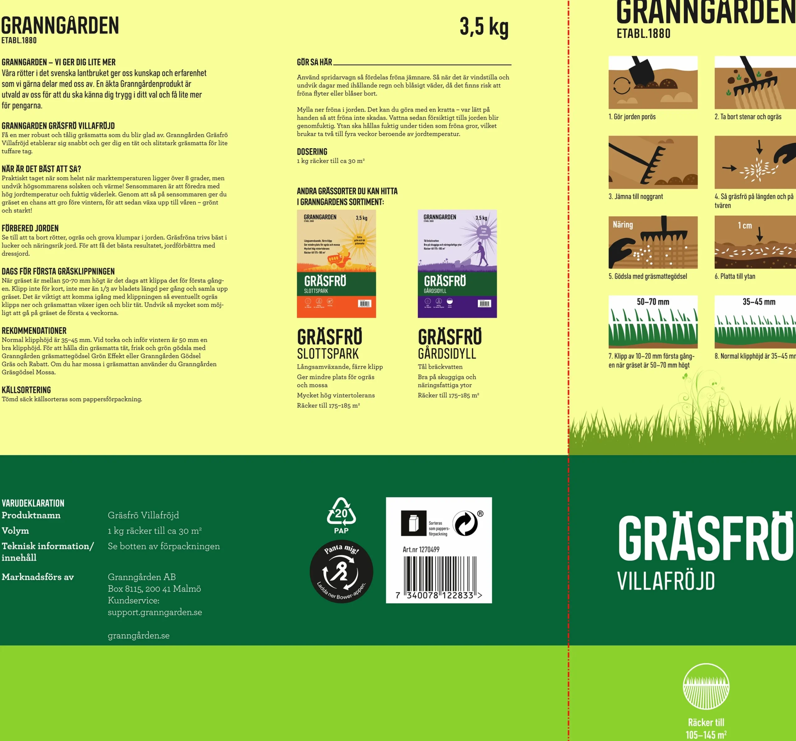 Gräsfrö Villafröjd 3,5kg>Granngården Sale
