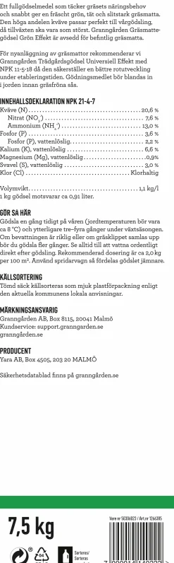Gräsgödsel 21-4-7 7,5kg>Granngården Discount