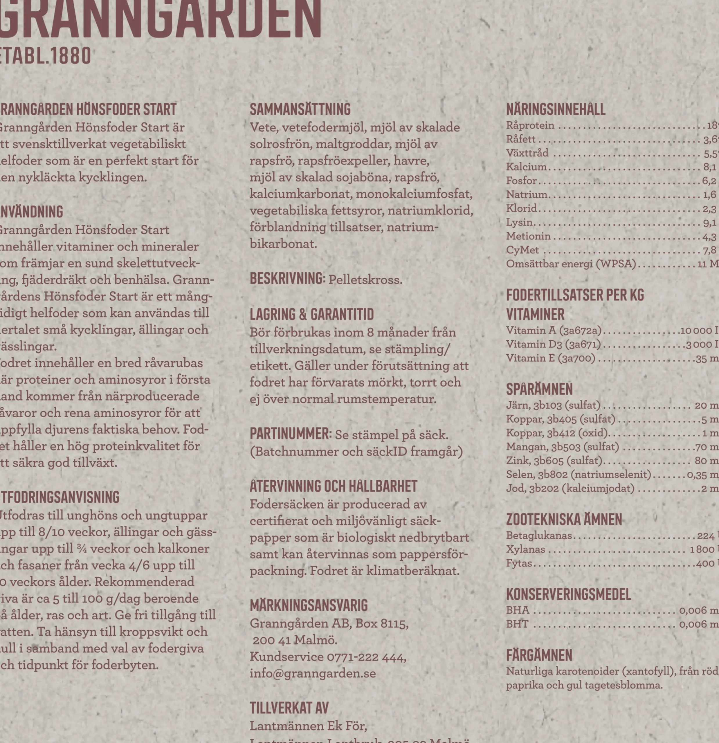 Hönsfoder Start Pelletskross 20kg>Granngården Online