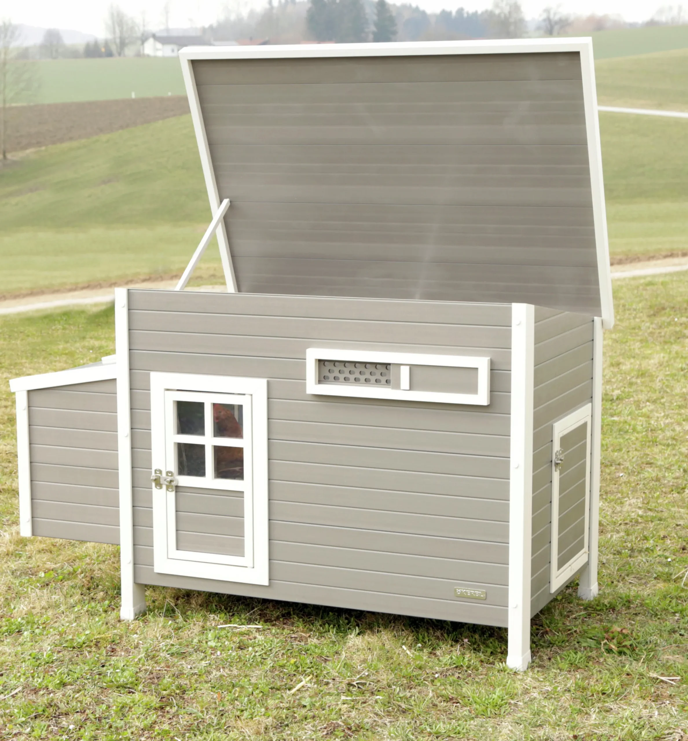 Hönshus Eco Barney Grå/Vit 137x73x83cm>Kerbl Clearance