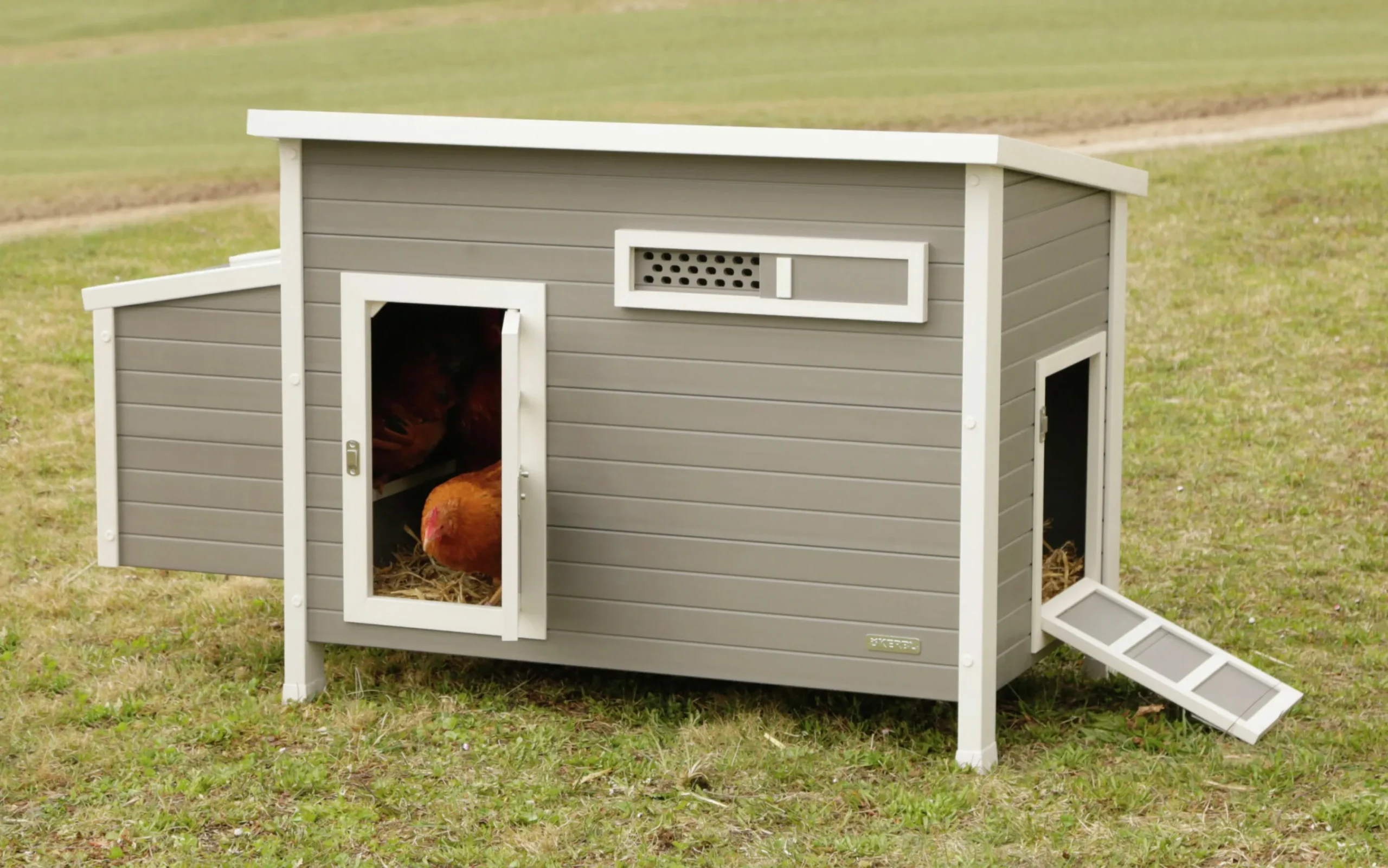 Hönshus Eco Barney Grå/Vit 137x73x83cm>Kerbl Clearance