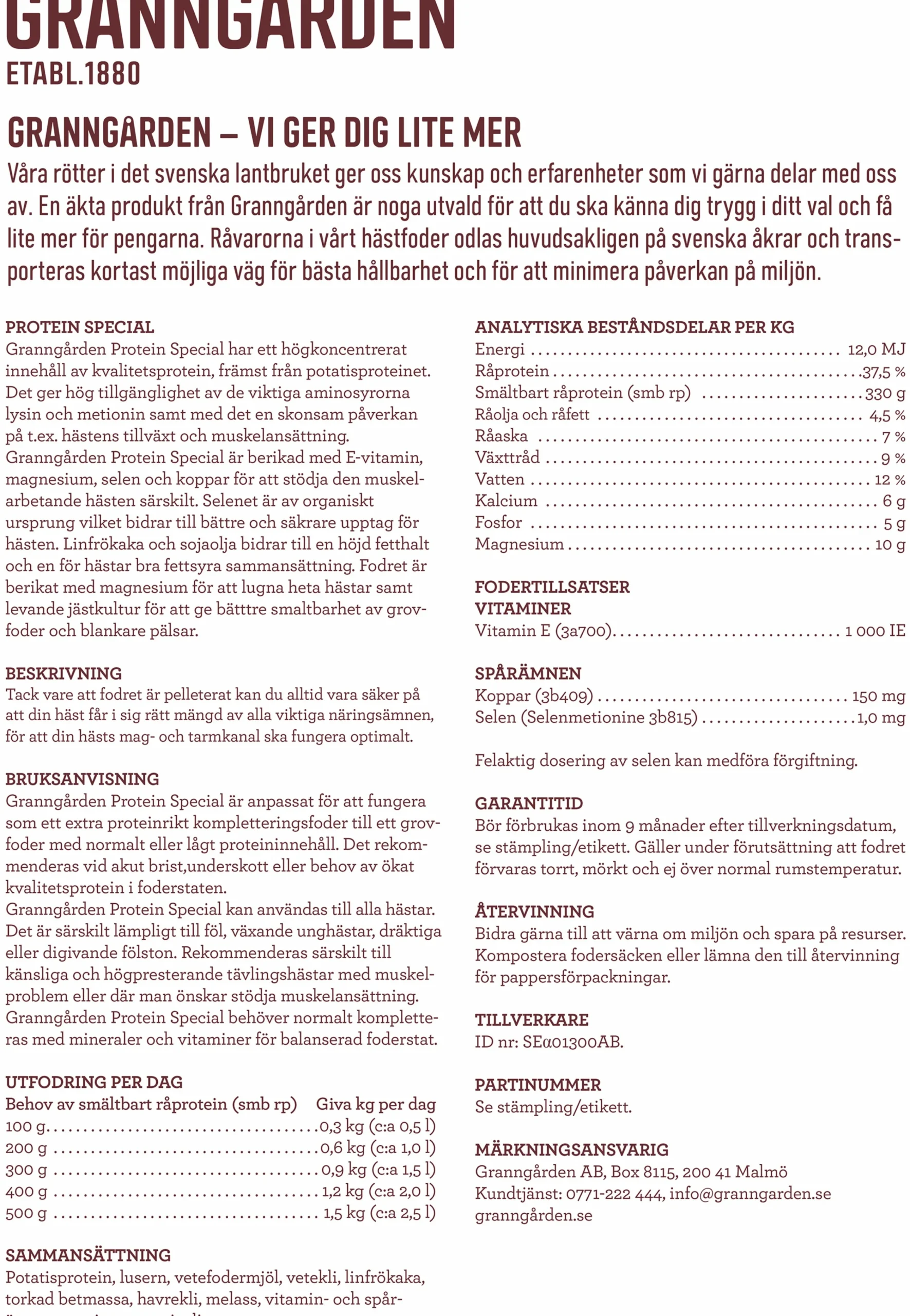 Hästfoder Elit Proteinspecial 15kg>Granngården