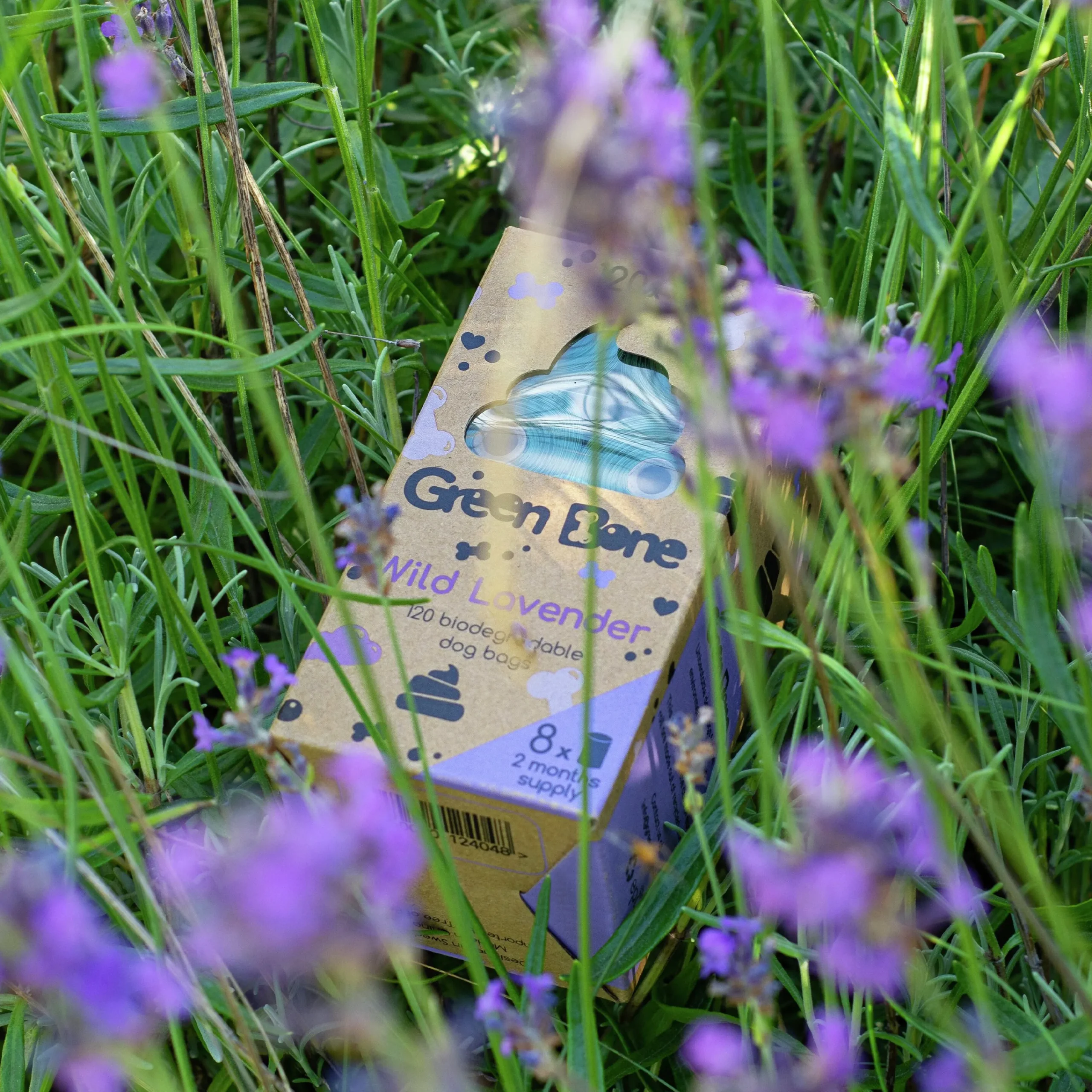 Hundbajspåsar Wild Lavender 8 rullar/120 påsar>Green Bone