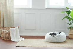 Hundbädd Loppa Donut Fluffig Vit 50cm><noscript><img width=