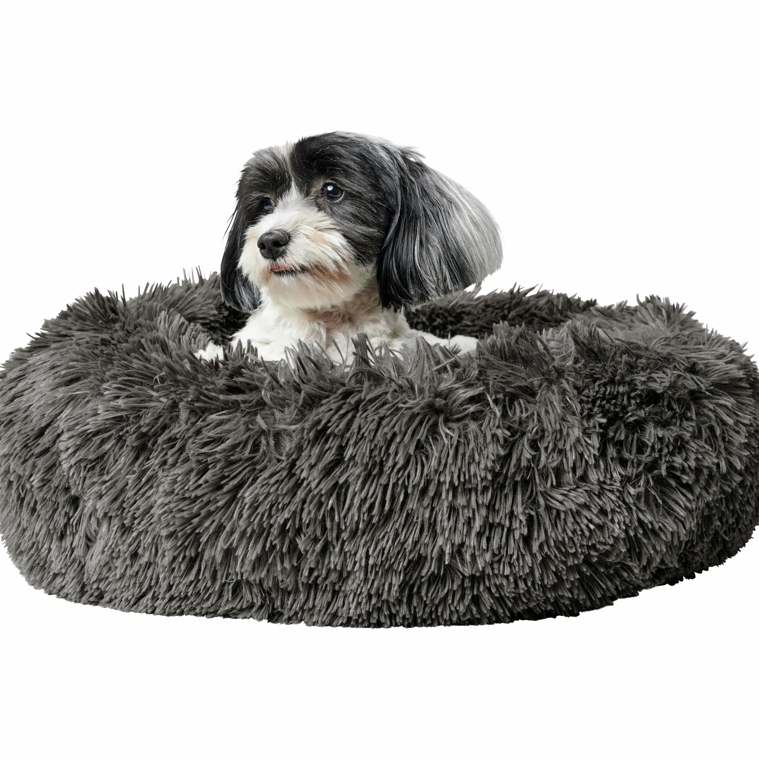 Hundbädd Loppa Donut Fluffig Antracitgrå 60cm>Hunter