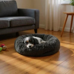 Hundbädd Loppa Donut Fluffig Antracitgrå 50cm><noscript><img width=