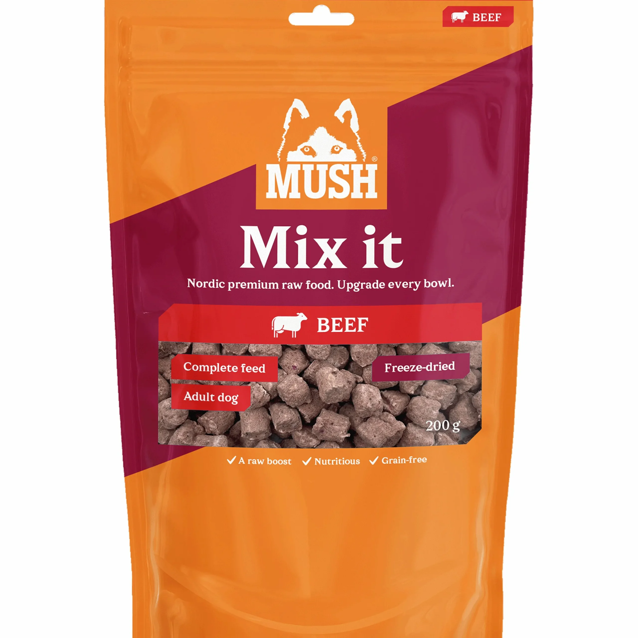 Hundfoder Mix it Frystorkat Nöt 200g>Mush Clearance