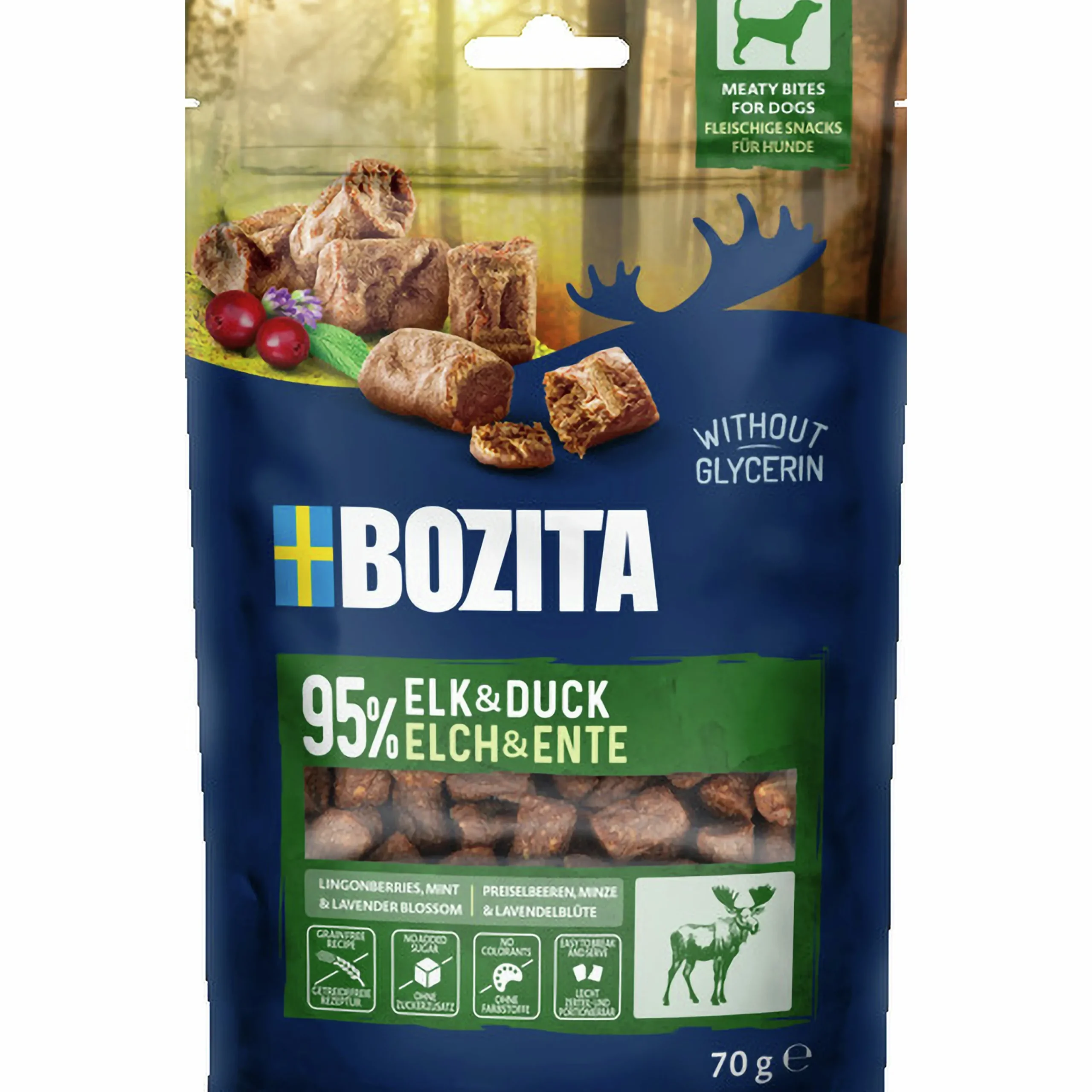 Hundgodis Snacks Meaty Bites Elk & Duck 70g>Bozita Online