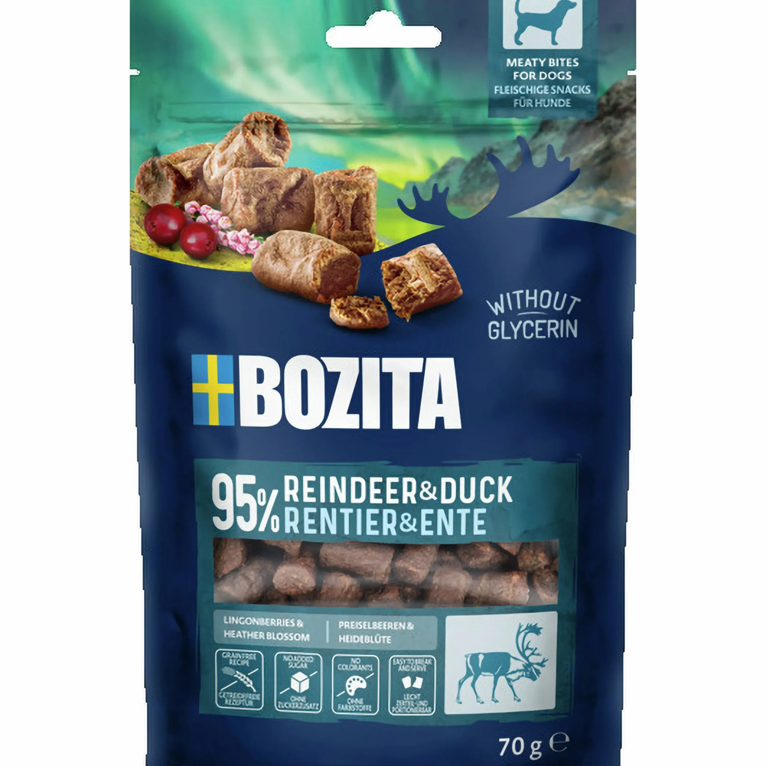 Hundgodis Snacks Meaty Bites Reindeer & Duck 70g>Bozita Outlet