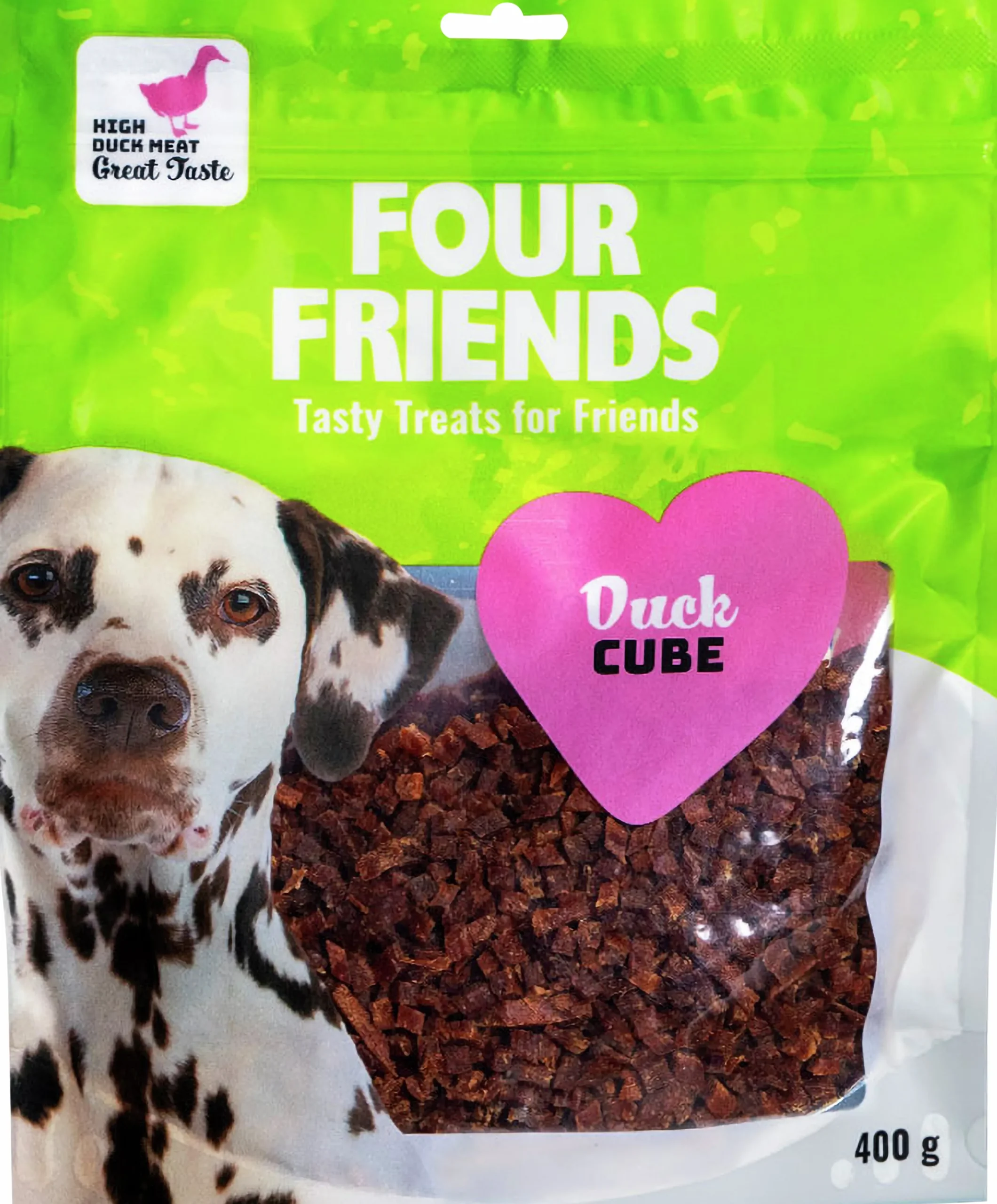 Hundgodis Four Friends Duck cubes 400g>FourFriends New
