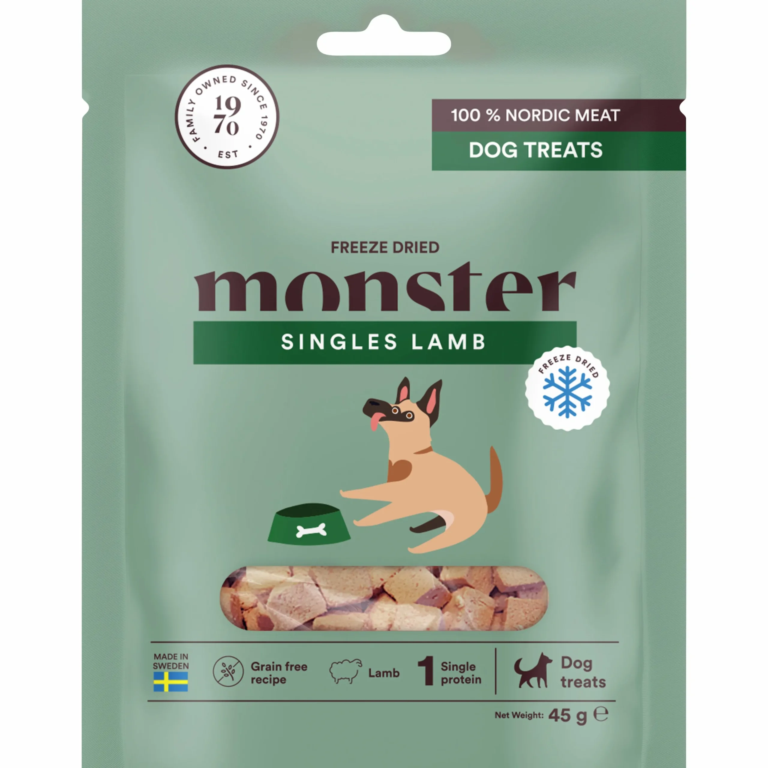 Hundgodis Dog Treats Freeze Dried Lamb 45g>Monster Best