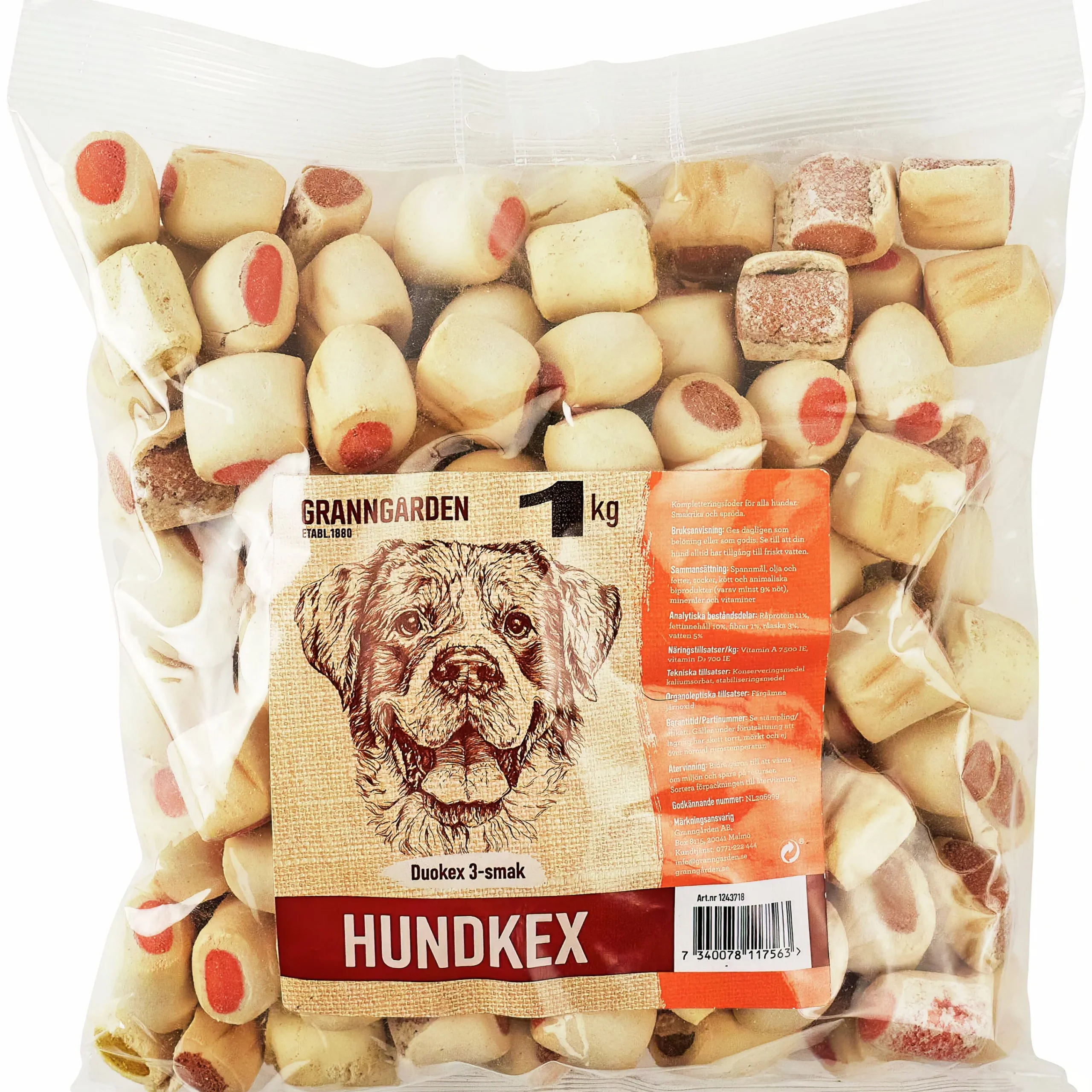 Hundkex Duokex 3-smak 1kg>Granngården Hot