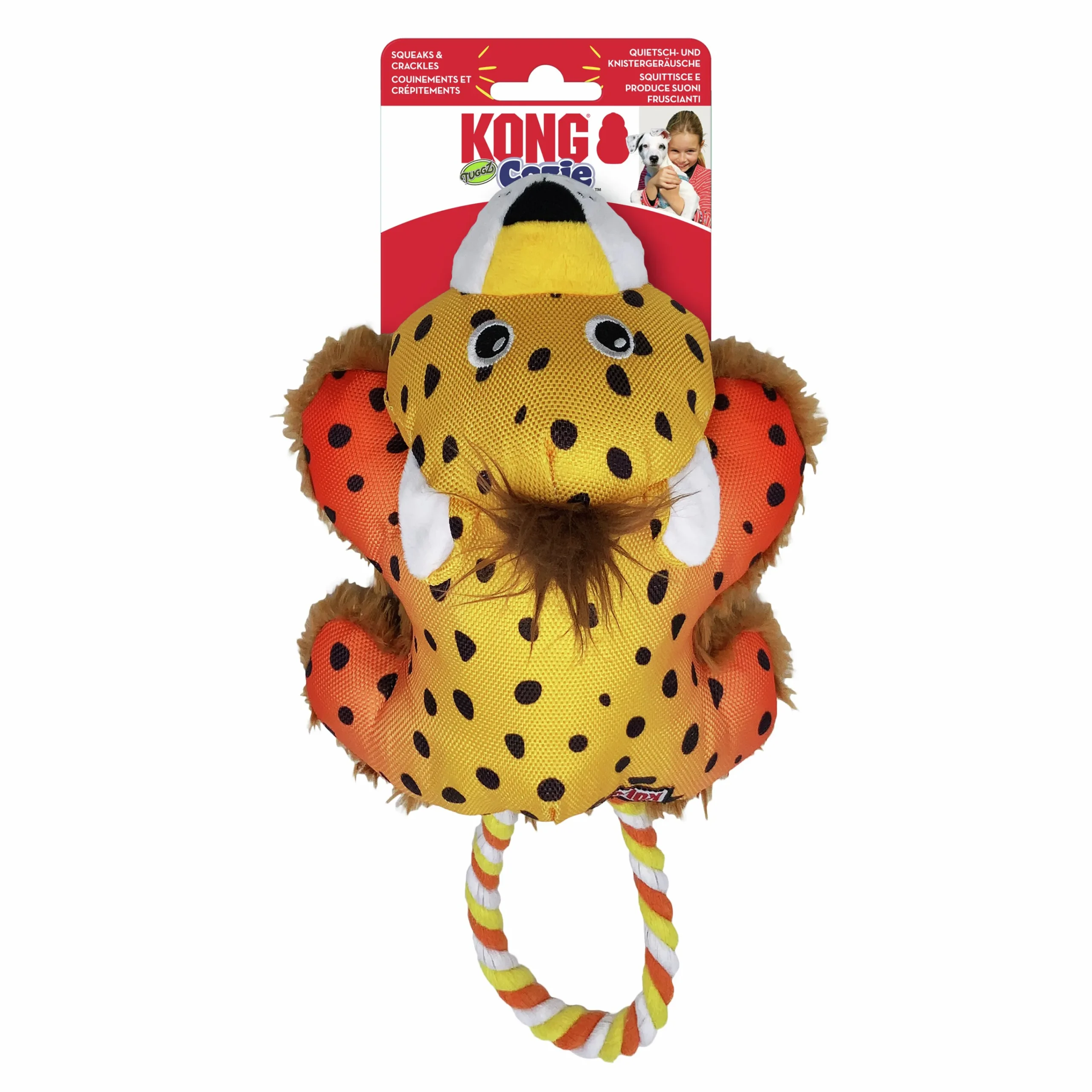 Hundleksak Cozie Tuggz Cheetah S/M 34cm>Kong Clearance