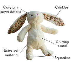 Hundleksak Bunny Flower Creme 35cm>Party Pets Outlet