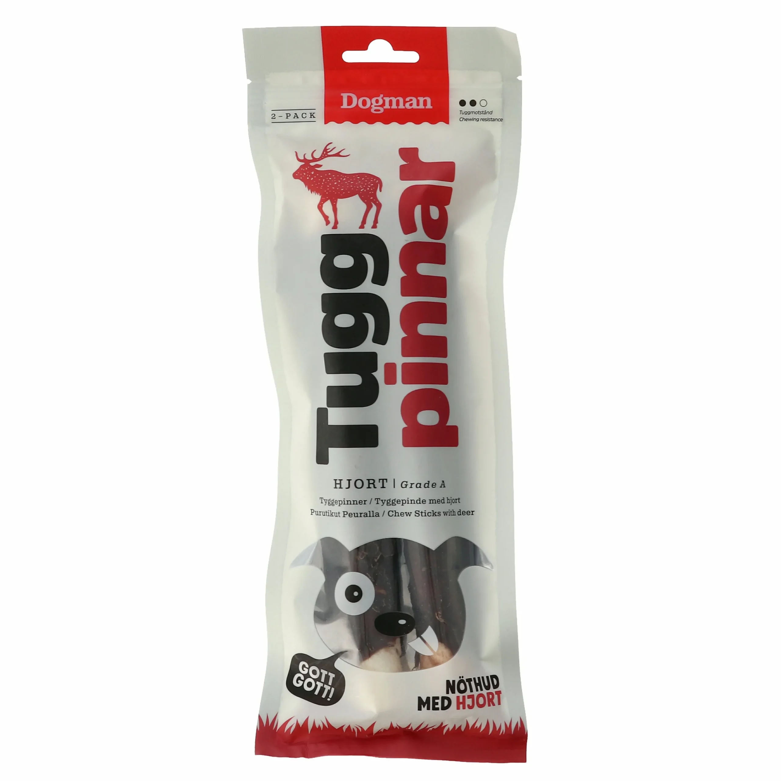 Hundtugg Tuggpinnar med Hjort M 20cm 2-p>Dogman Hot
