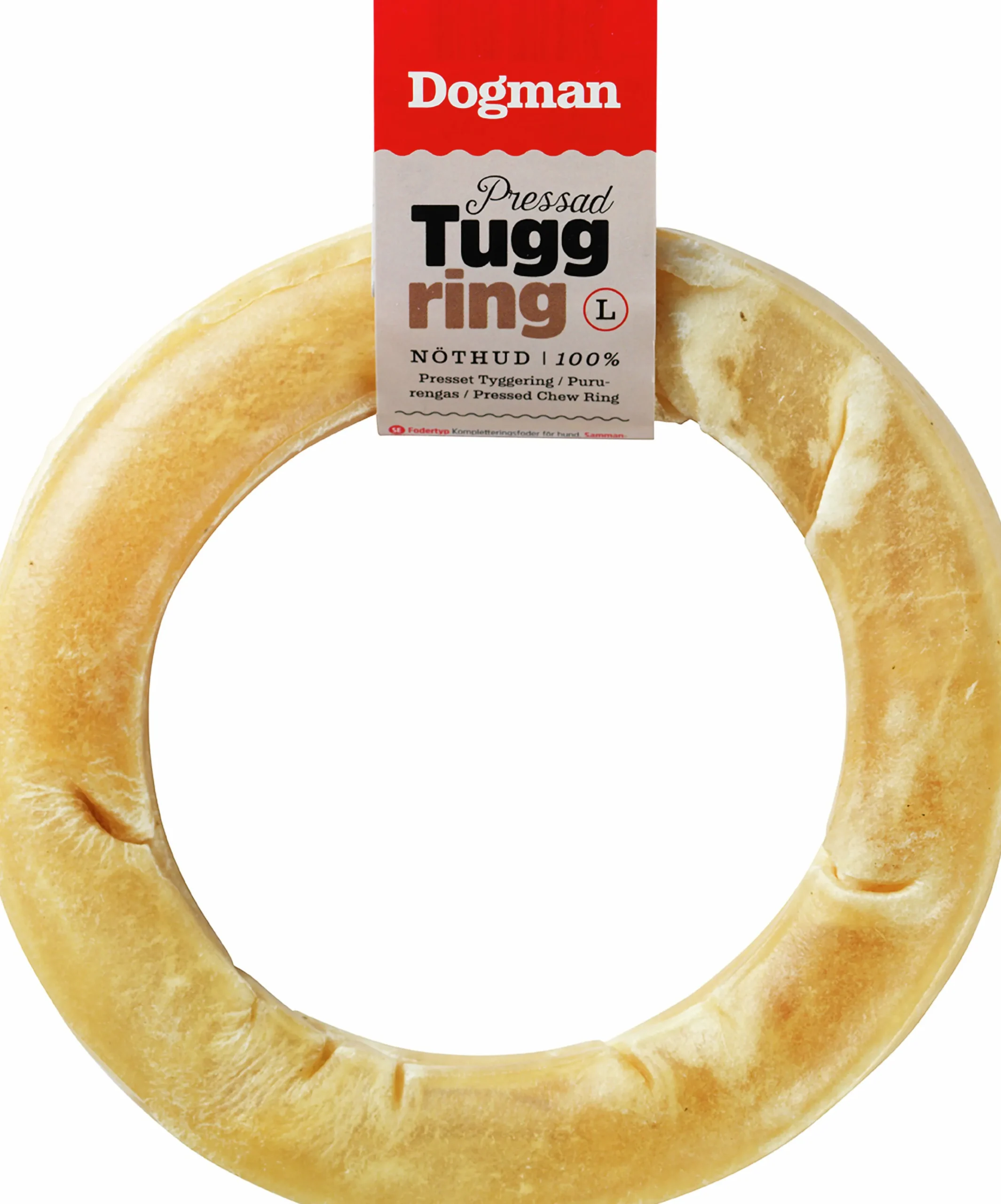 Hundtugg Tuggring Pressad Natur L 15cm>Dogman Best
