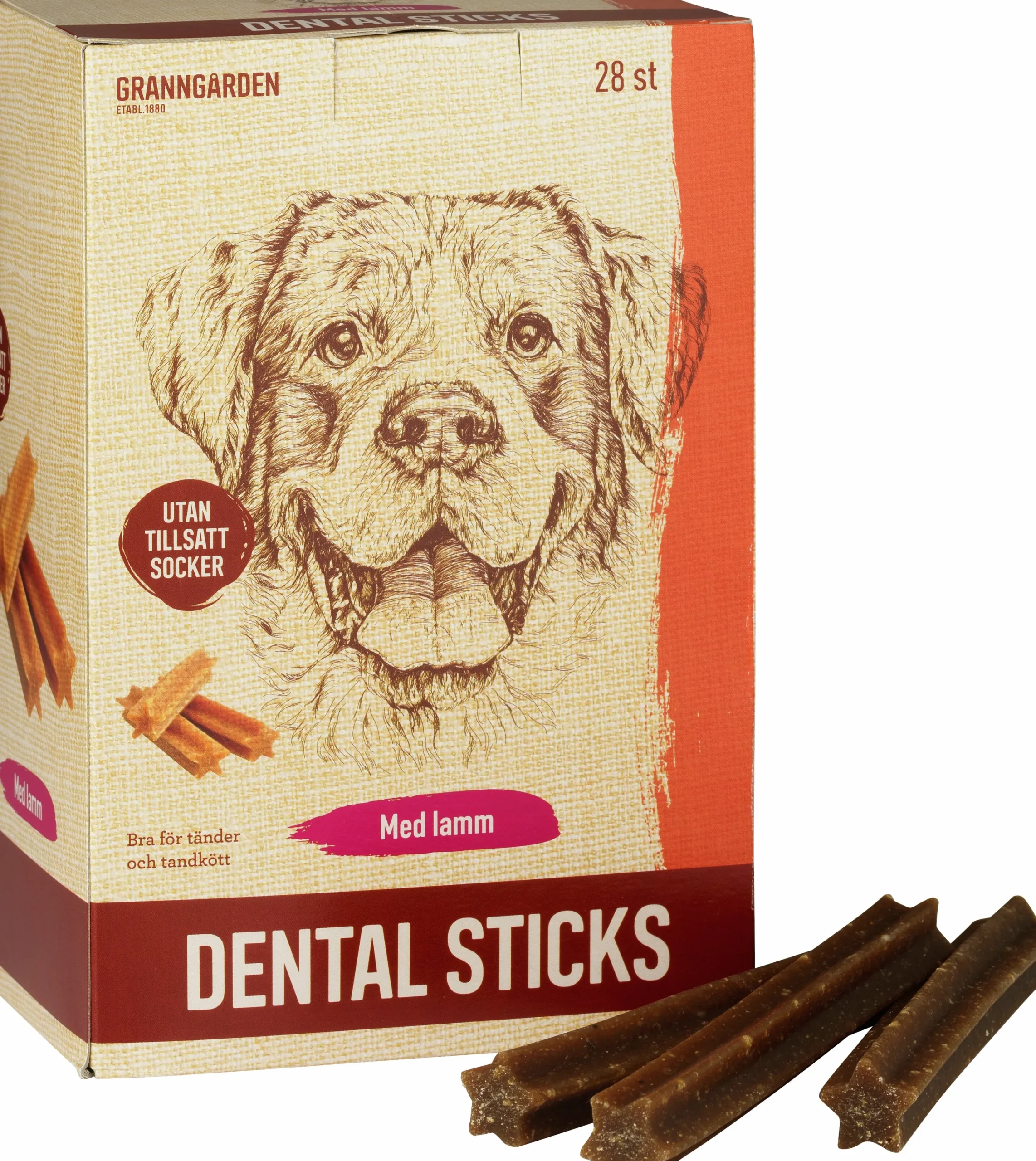 Hundtugg Dental Sticks Lamm L 28-p>Granngården Clearance