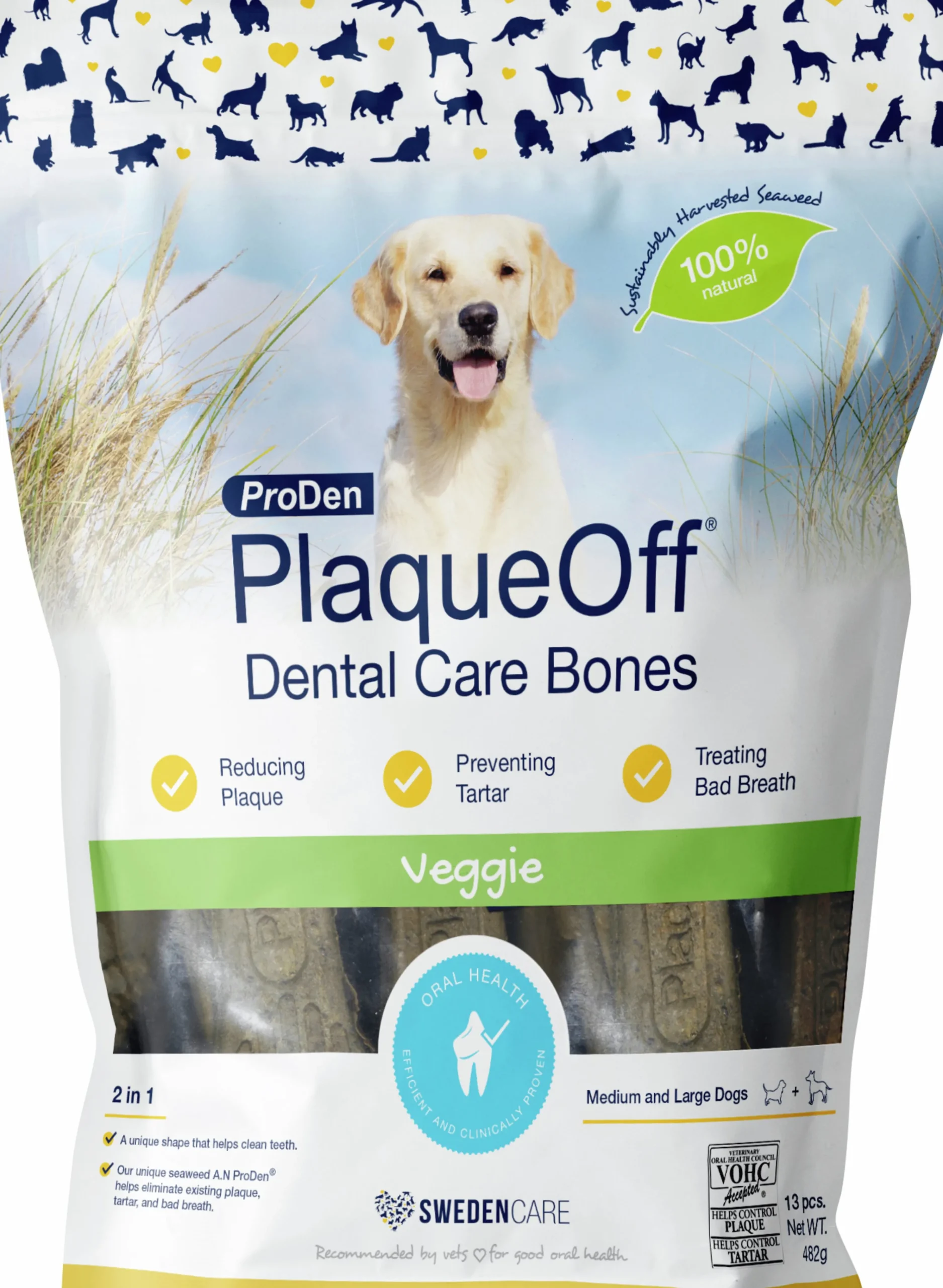 Hundtugg PlaqueOff Dental Bones Vegetables 482g 13-p>ProDen PlaqueOff New