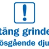 Infoskylt 'Stäng grinden lösgående djur' plast vit/blå 210x150mm>Ses and Le Sale