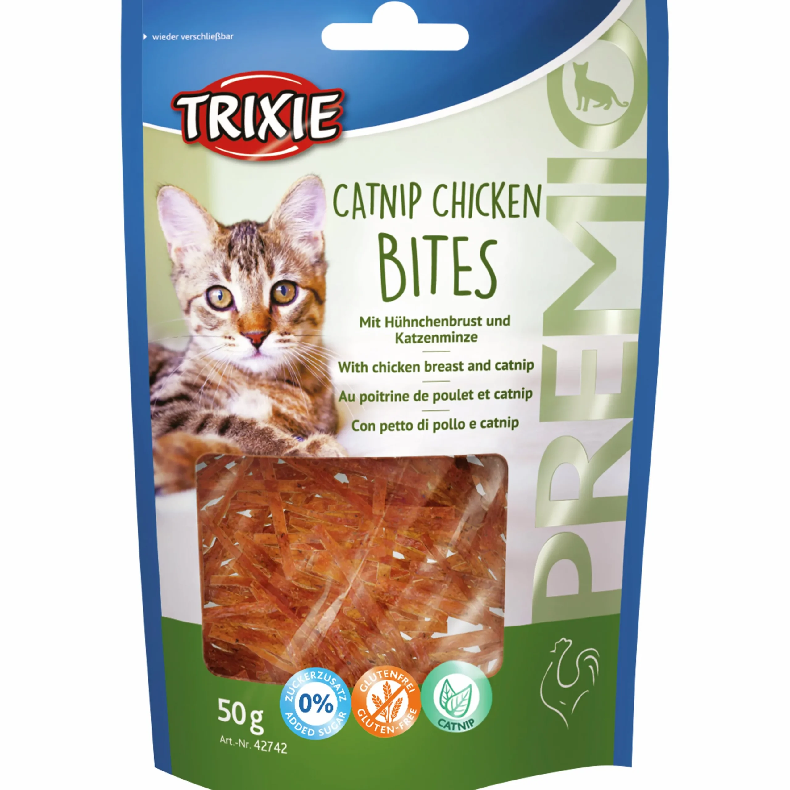 Kattgodis Premio Catnip Chicken Bites 50g>Trixie Sale