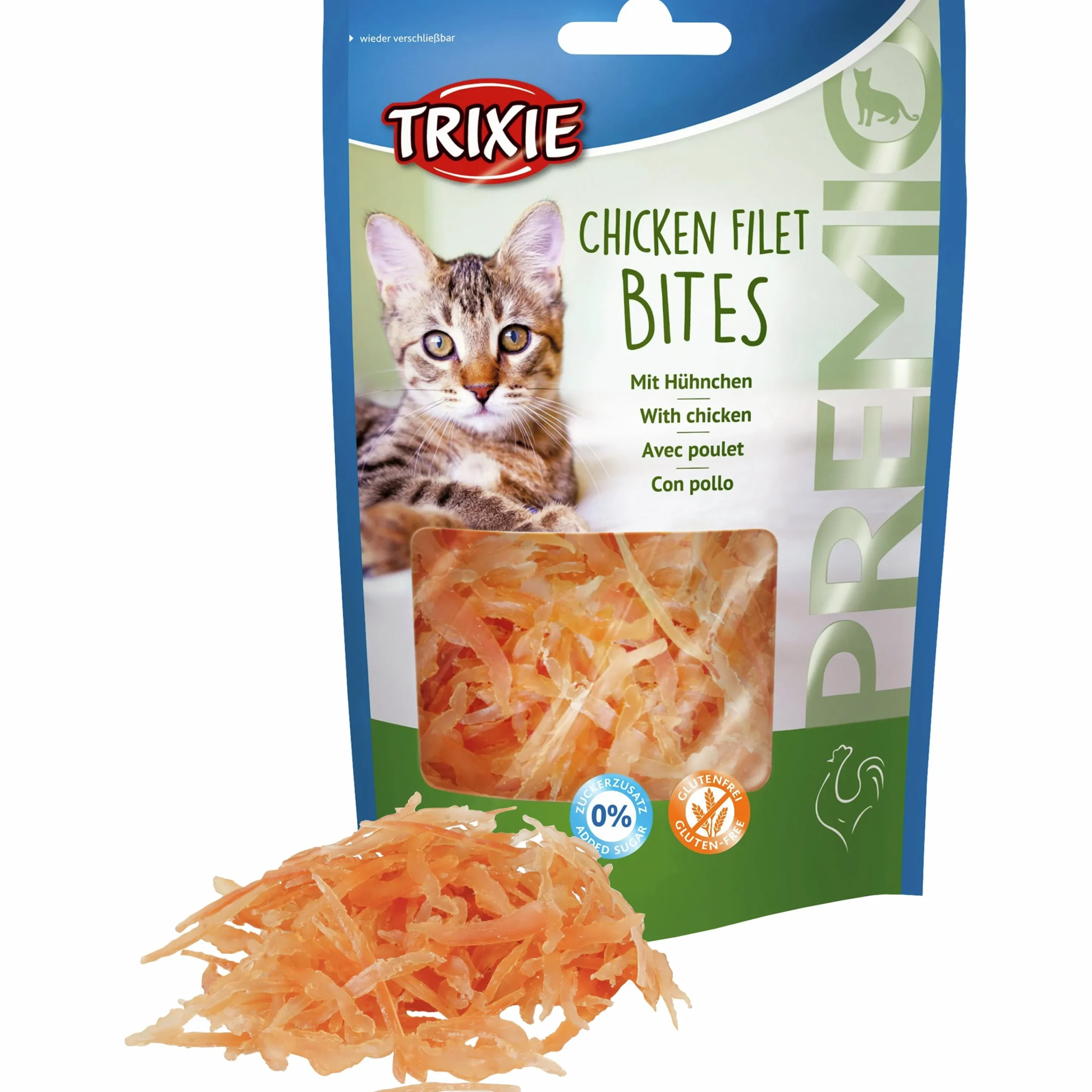 Kattgodis Premio Chicken Filet Bites 50g>Trixie Hot