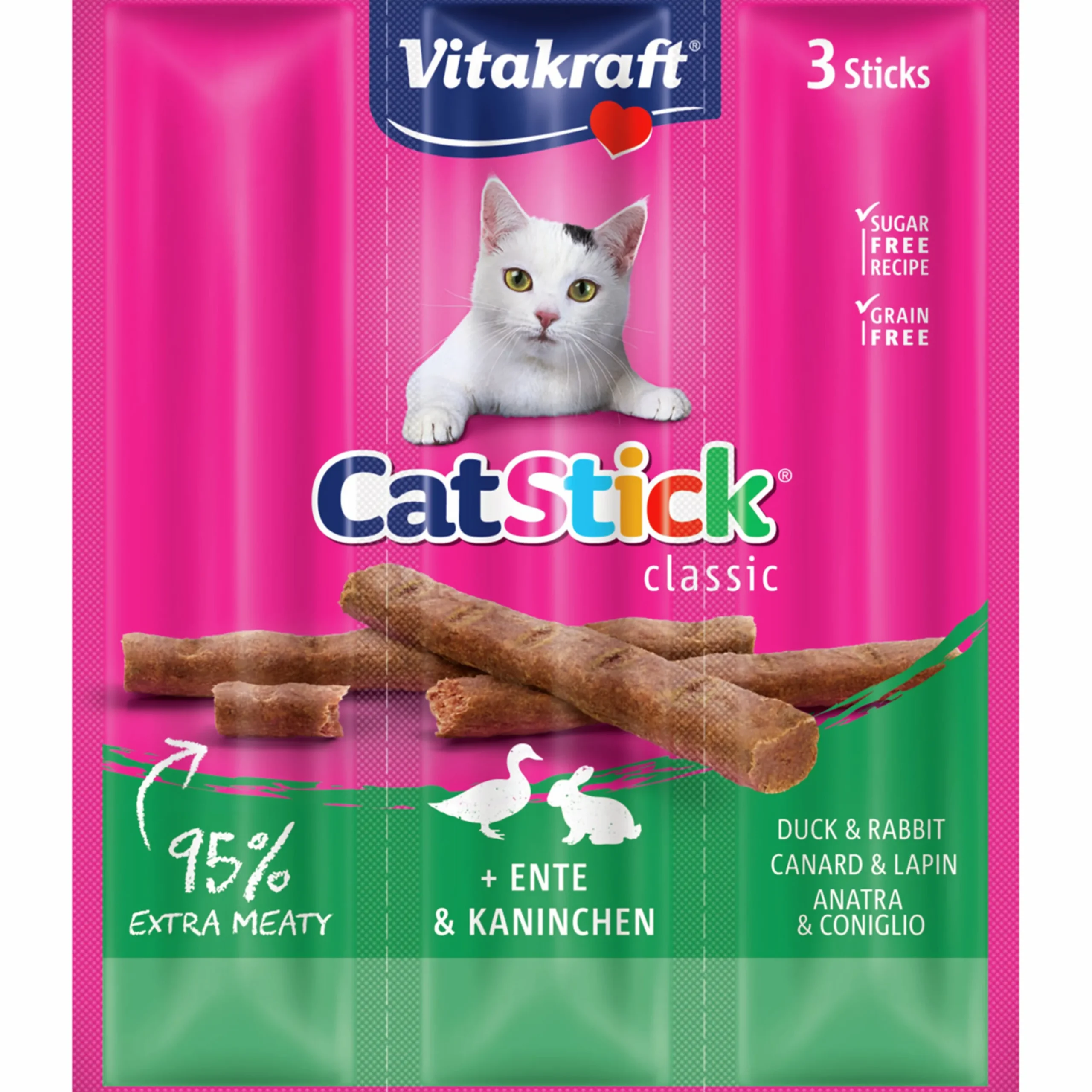 Kattgodis Cat Stick Mini Pinnar Anka/Kanin 3-p>Vitakraft Outlet
