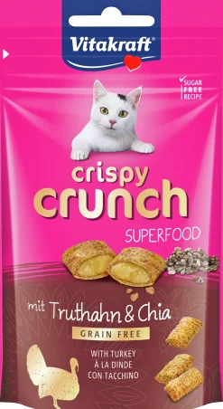 Kattgodis Crispy Crunch Kalkon/Chia 60g>Vitakraft Outlet