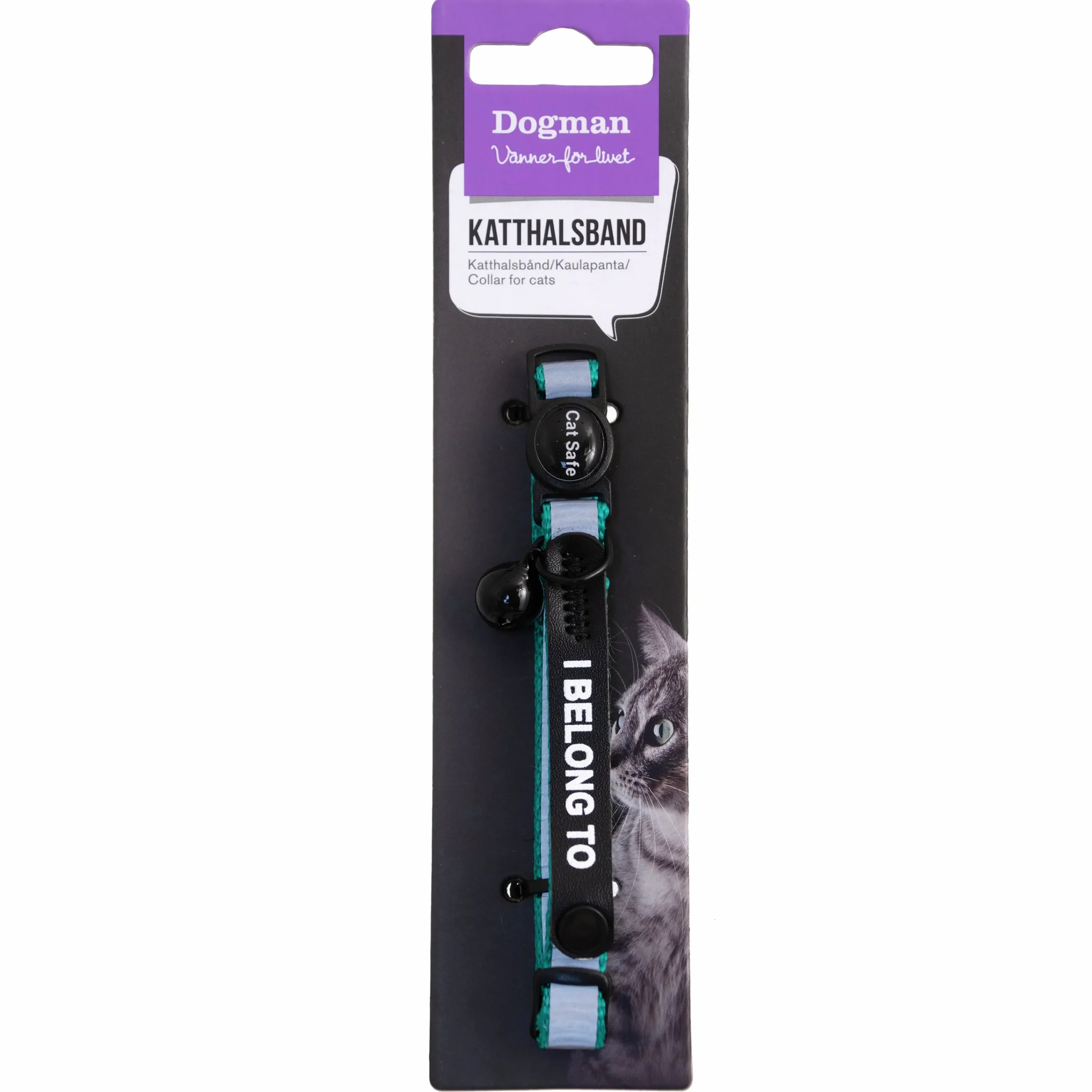 Katthalsband med namn Stina Turkos 10mm x 21-30cm>Dogman Discount