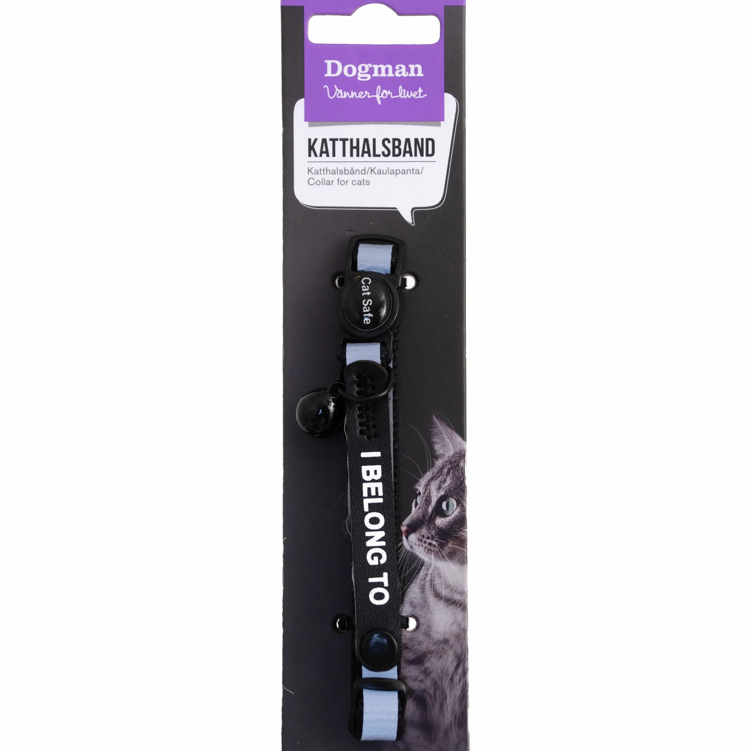 Katthalsband med namn Stina Svart 10mm x 21-30cm>Dogman Outlet