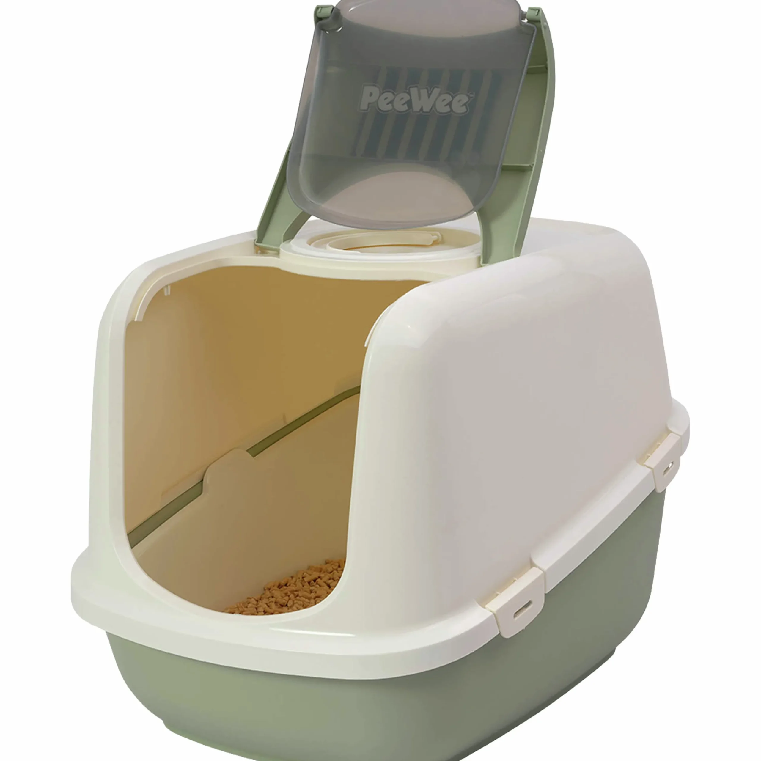 Kattlåda EcoDome Salviagrön/creme 66,5x48,5x46,5cm>Peewee New