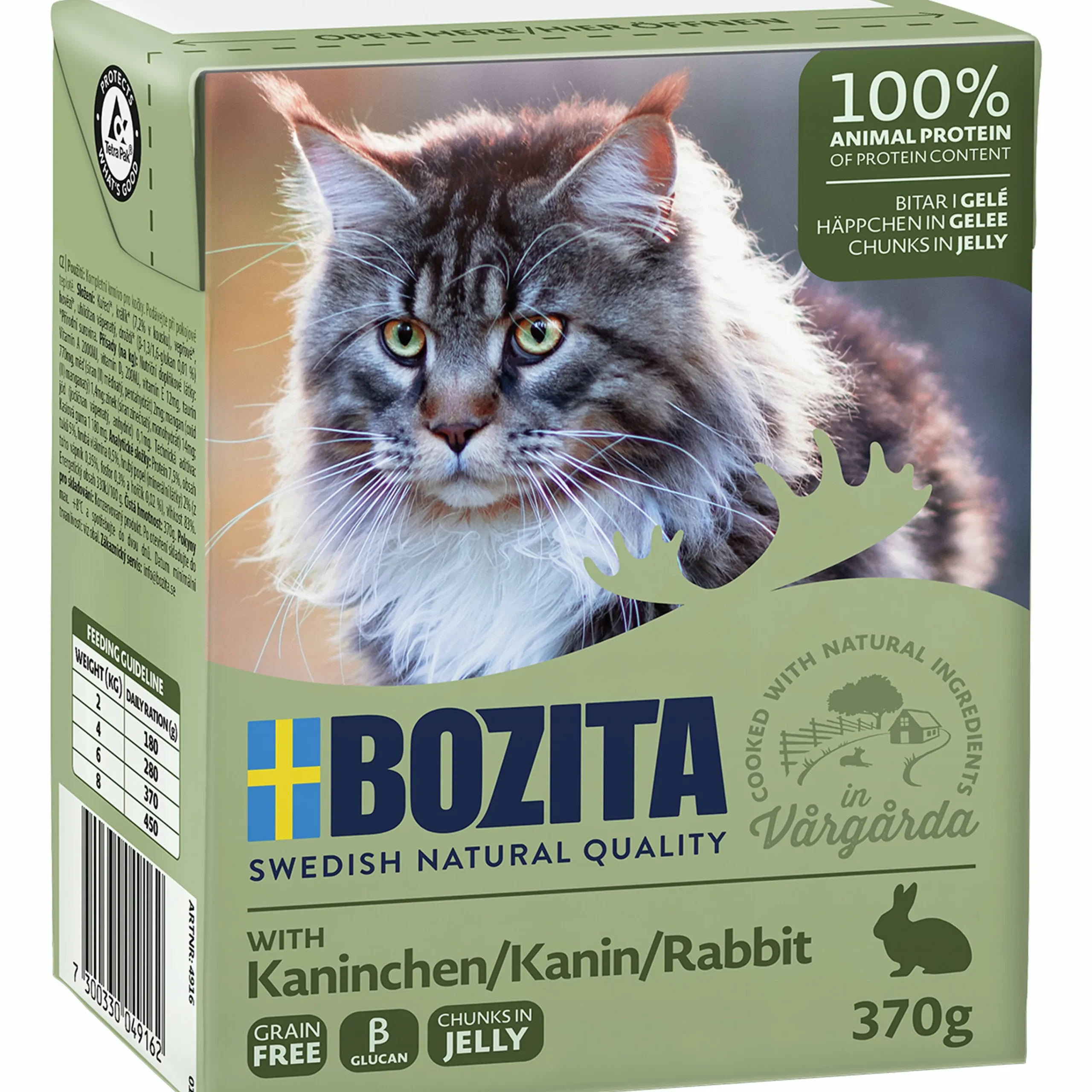 Kattmat Bitar i gelé med Kanin 370g>Bozita New