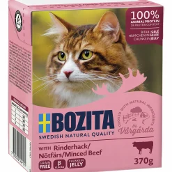 Kattmat Bitar i gelé med Nötfärs 370g>Bozita Clearance