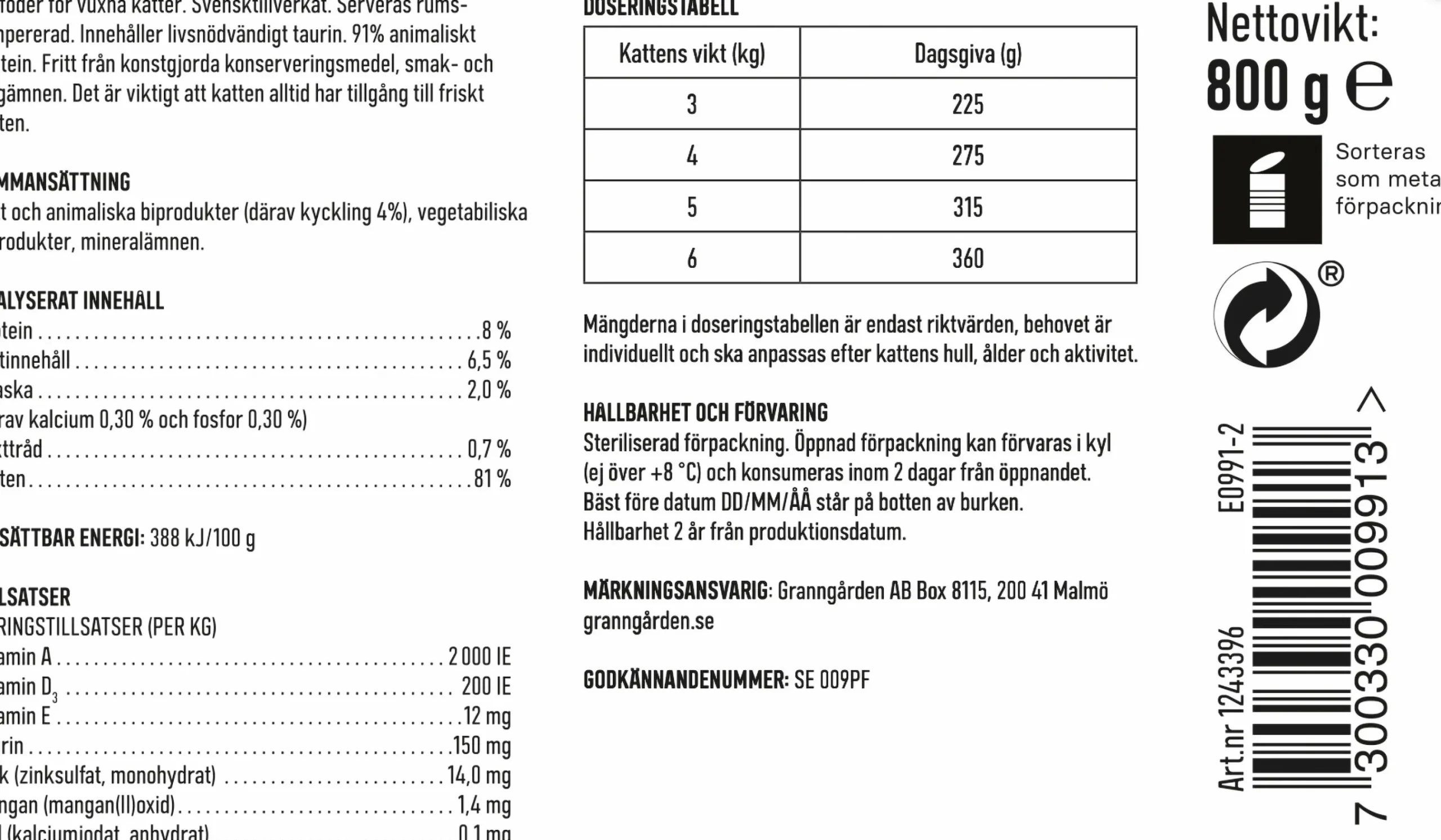 Kattmat Adult Kyckling 800g>Granngården Sale