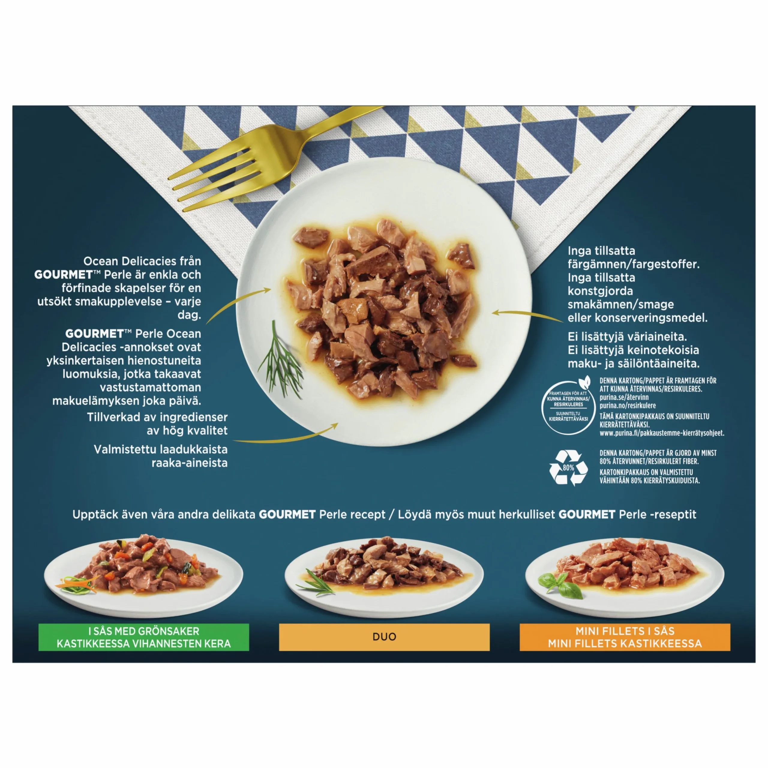 Kattmat Gourmet Perle Menybox Fish i sås 8x85g>Purina Hot