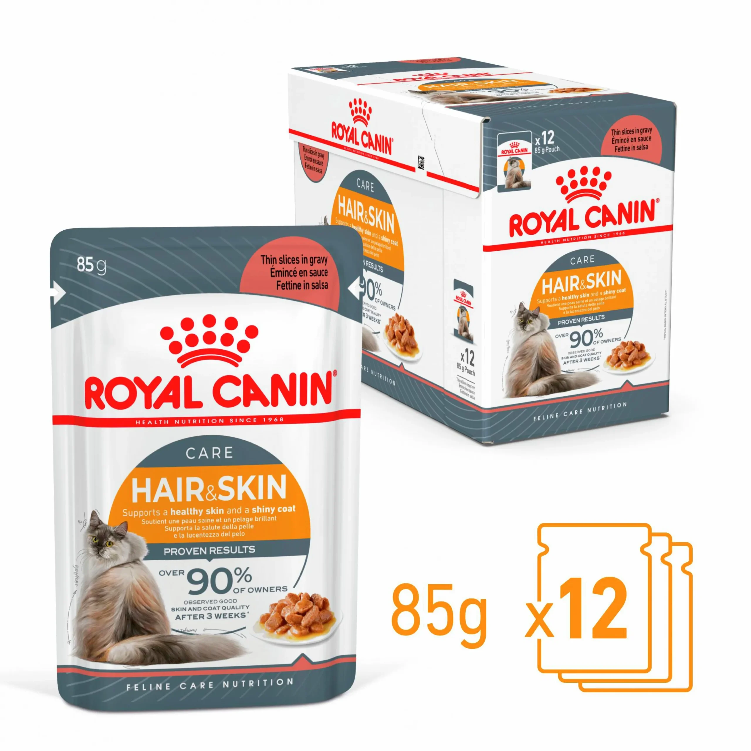 Kattmat Adult Hair & Skin Pouches Gravy Bitar i sås 12x85g>Royal Canin Discount