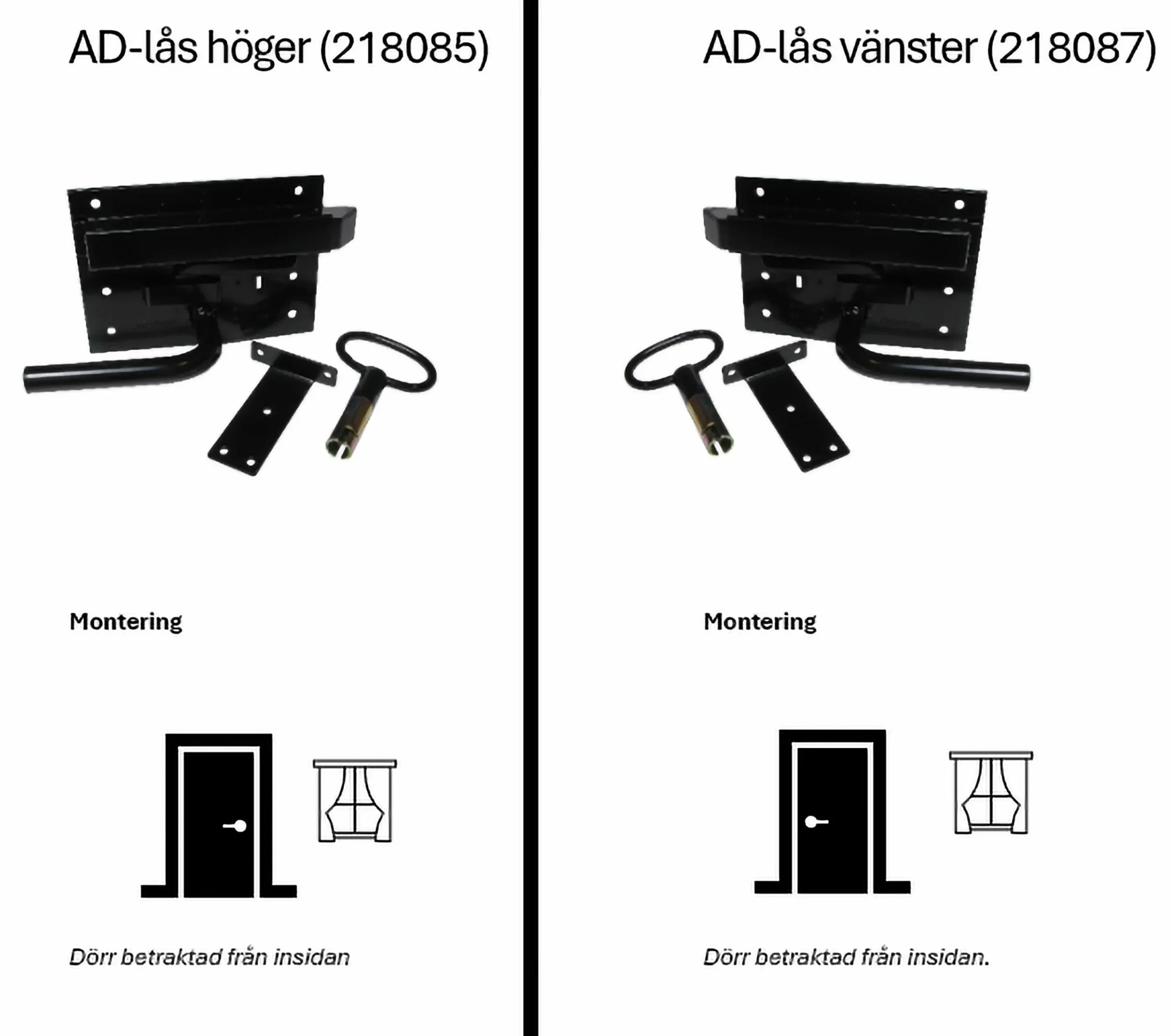 Ladugårdslås AD-lås Original 2434 svart höger>AD Lås Original Hot